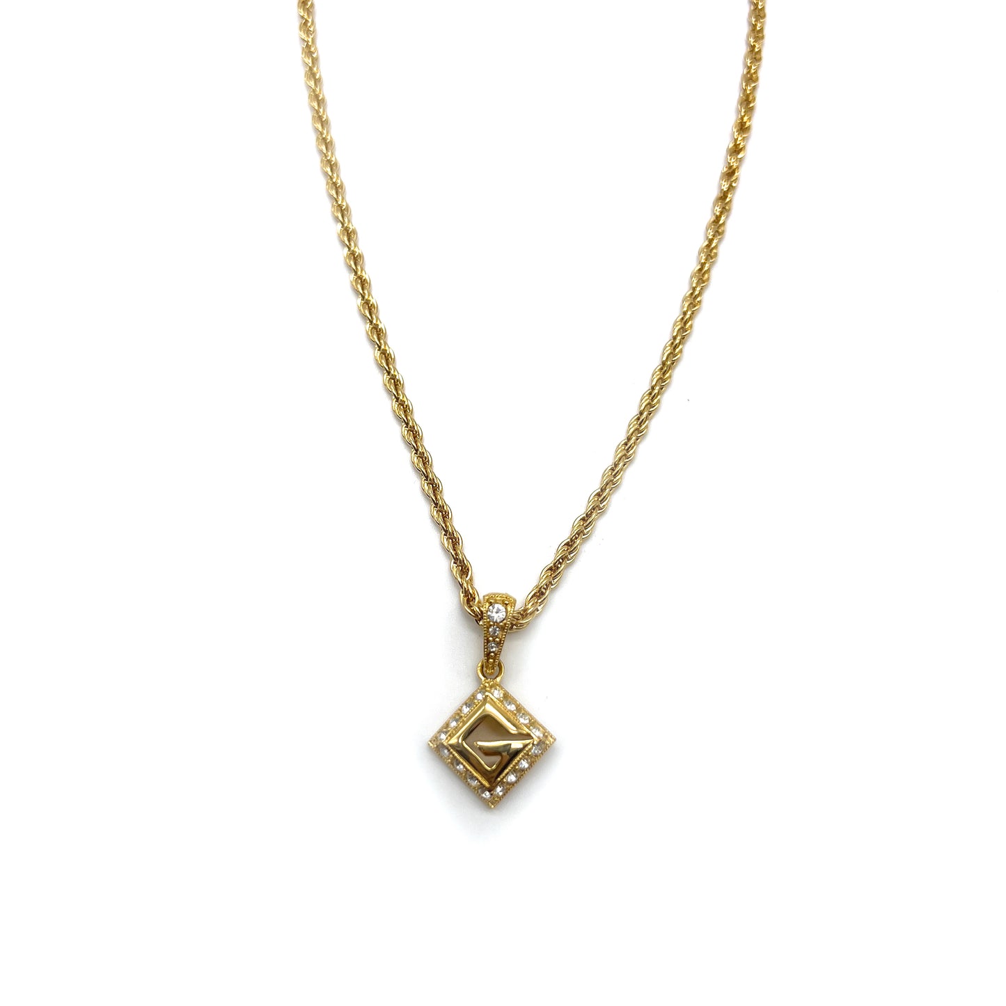 Givenchy Vintage G Logo With Rhinestone Golden Necklace