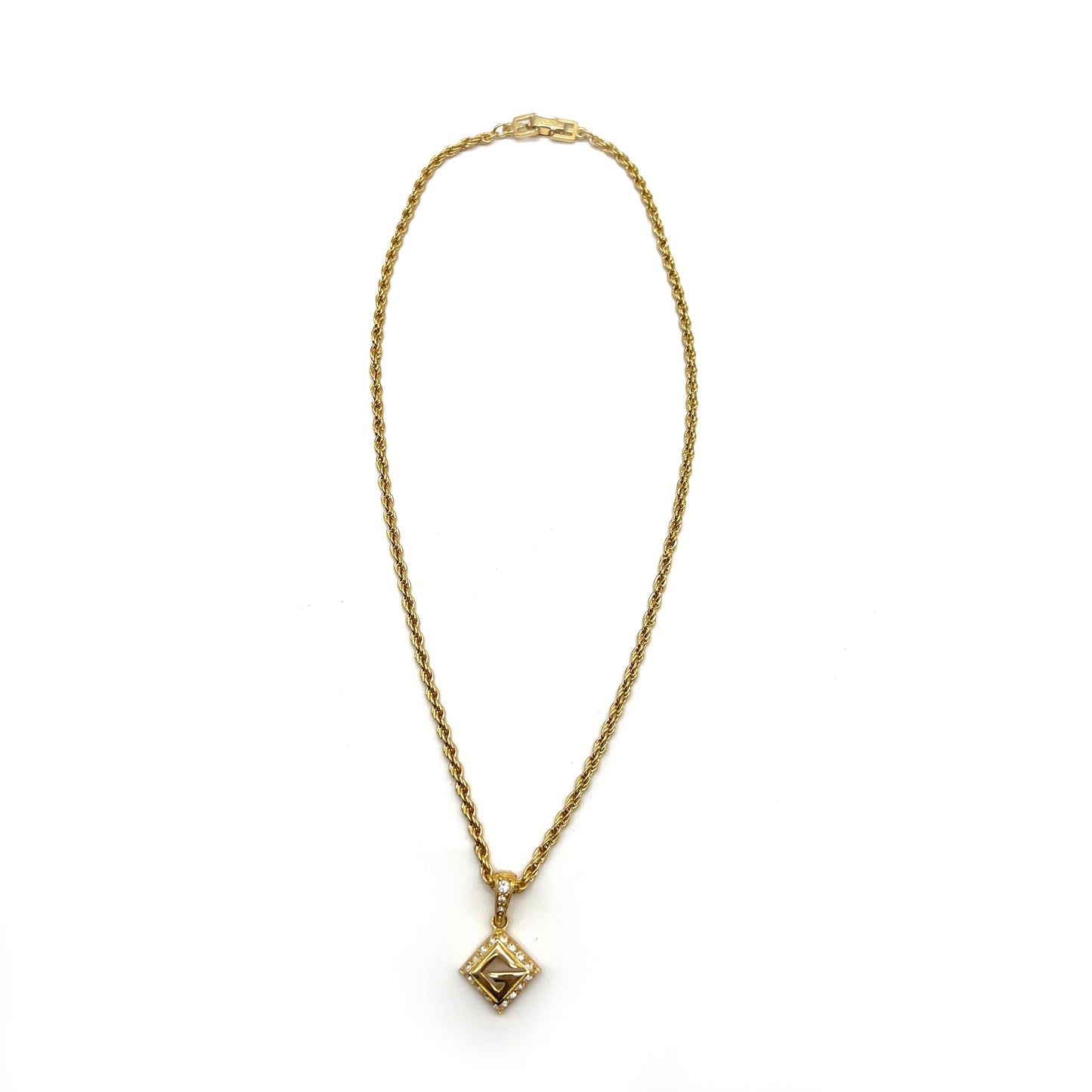 Givenchy Vintage G Logo With Rhinestone Golden Necklace