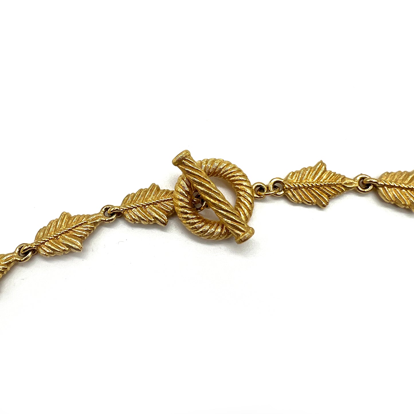 Givenchy Vintage Golden Leaf Motif Long Necklace