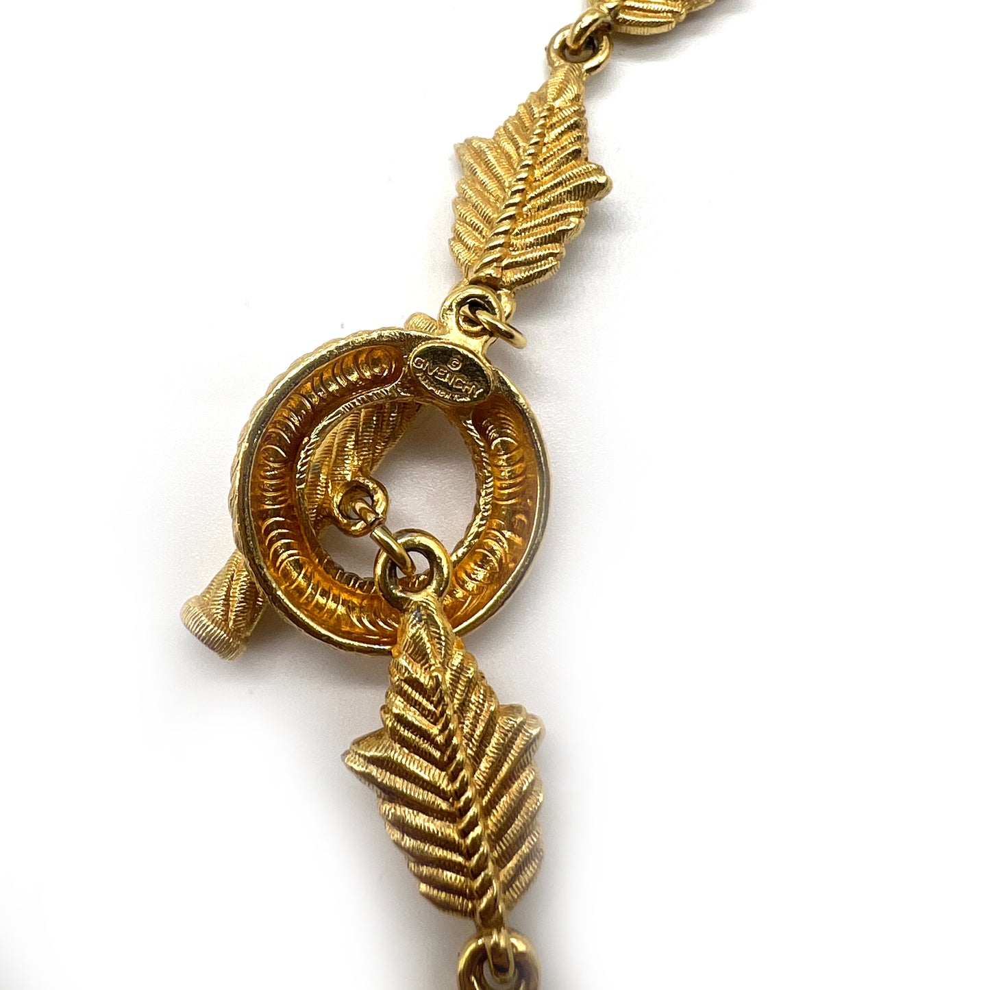 Givenchy Vintage Golden Leaf Motif Long Necklace