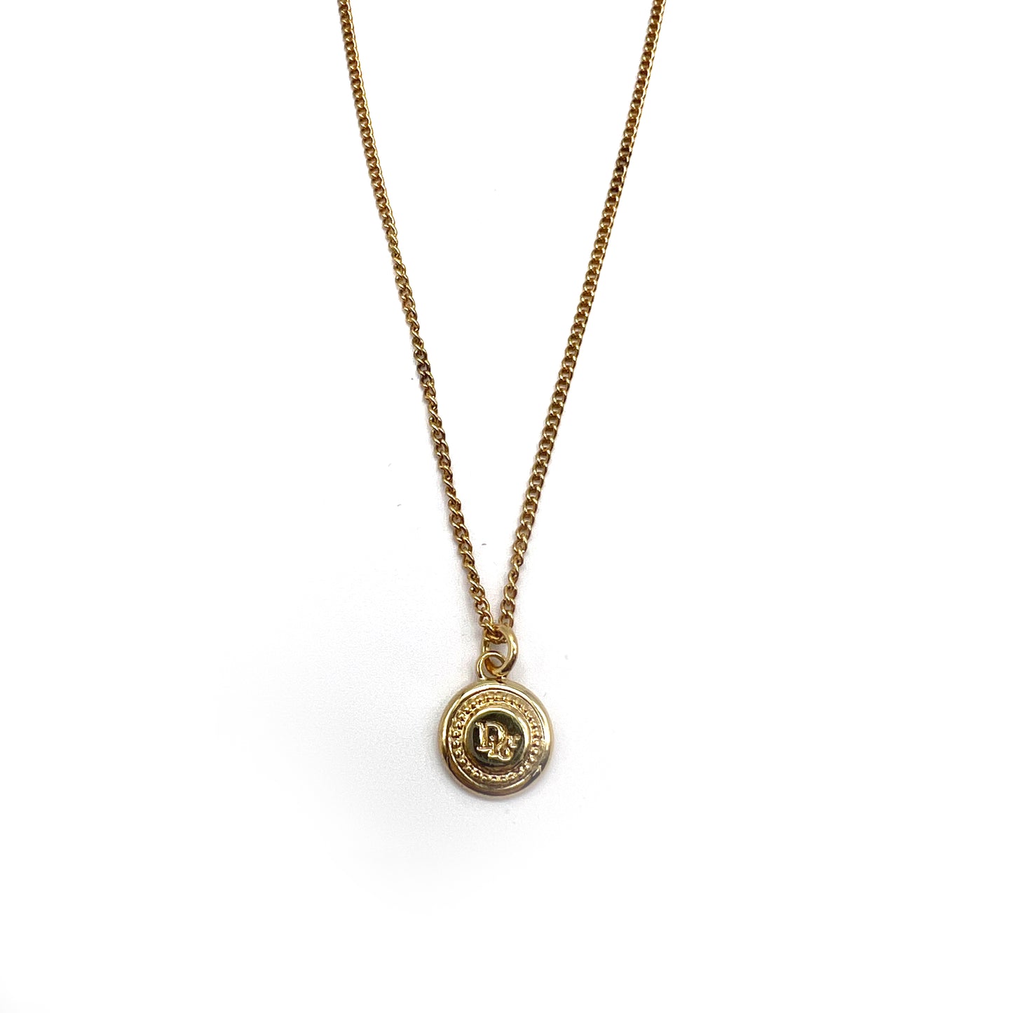 Christian Dior Vintage Dior Logo In Circle Golden Necklace