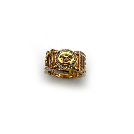 Versace Vintage Medusa Icon With Rhinestone Ring #21