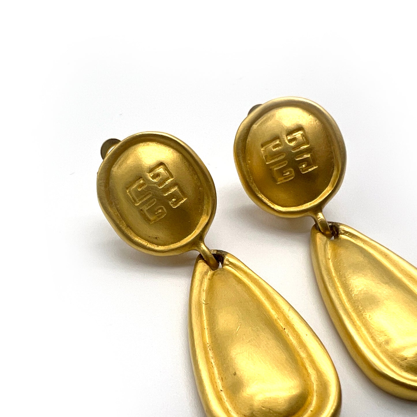 Givenchy Vintage 4G Logo Golden Dangling Clip-On Earrings