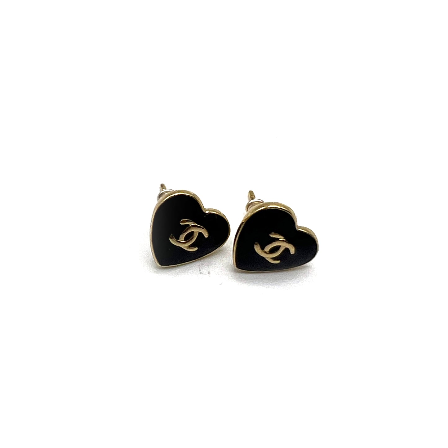 Chanel Vintage Golden CC Logo Mini Heart Shape Earrings