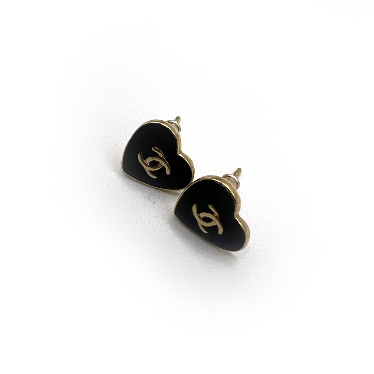 Chanel Vintage Golden CC Logo Mini Heart Shape Earrings