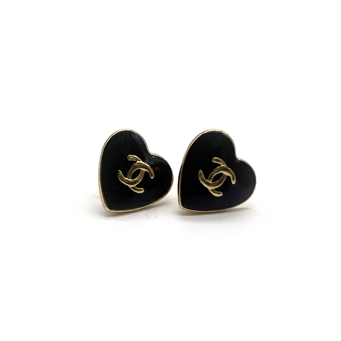 Chanel Vintage Golden CC Logo Mini Heart Shape Earrings