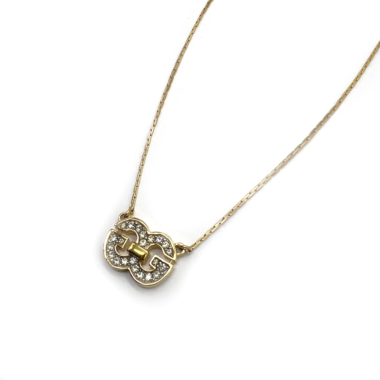 Givenchy Vintage Double G Rhinestone Golden Necklace