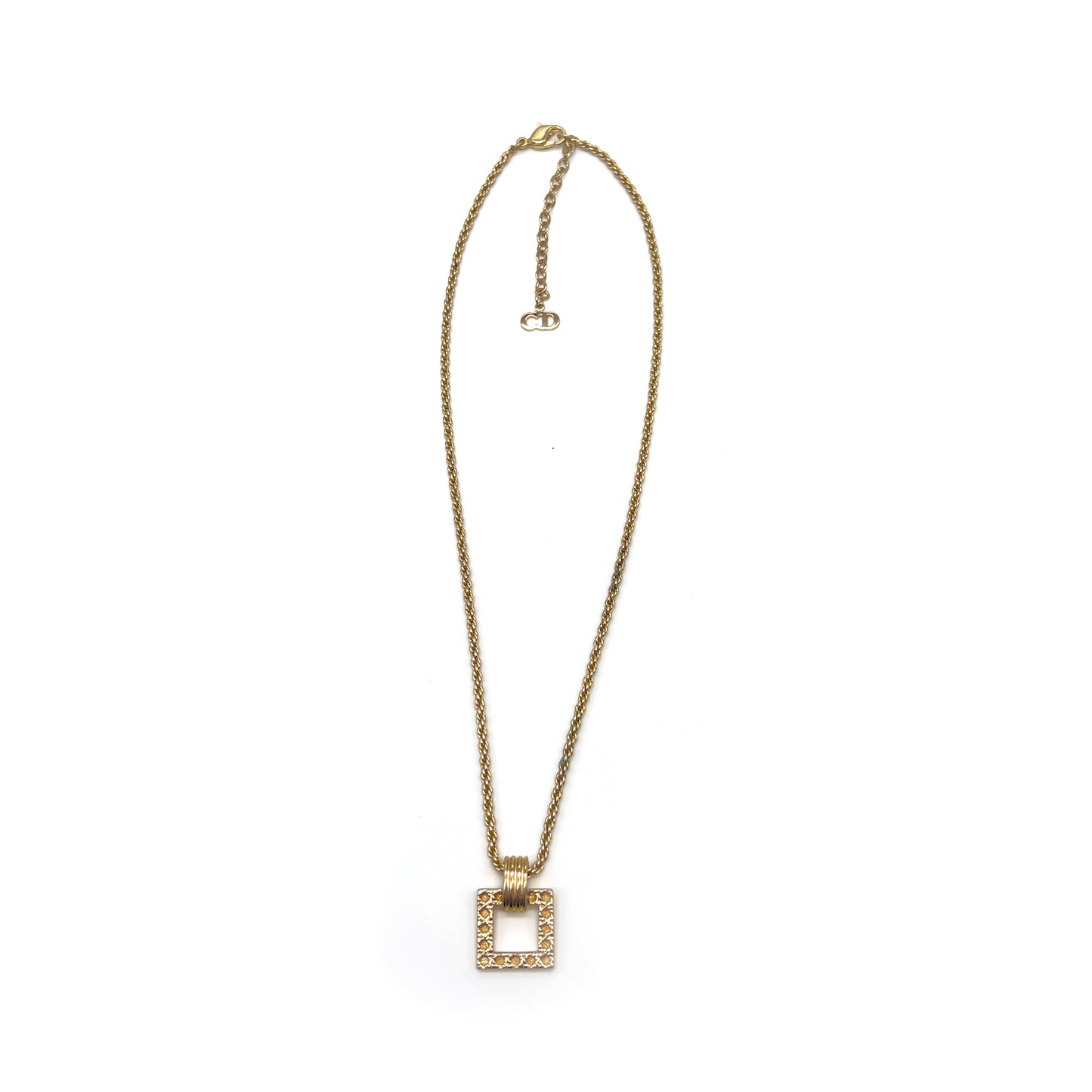 Christian Dior Vintage Golden Square Necklace