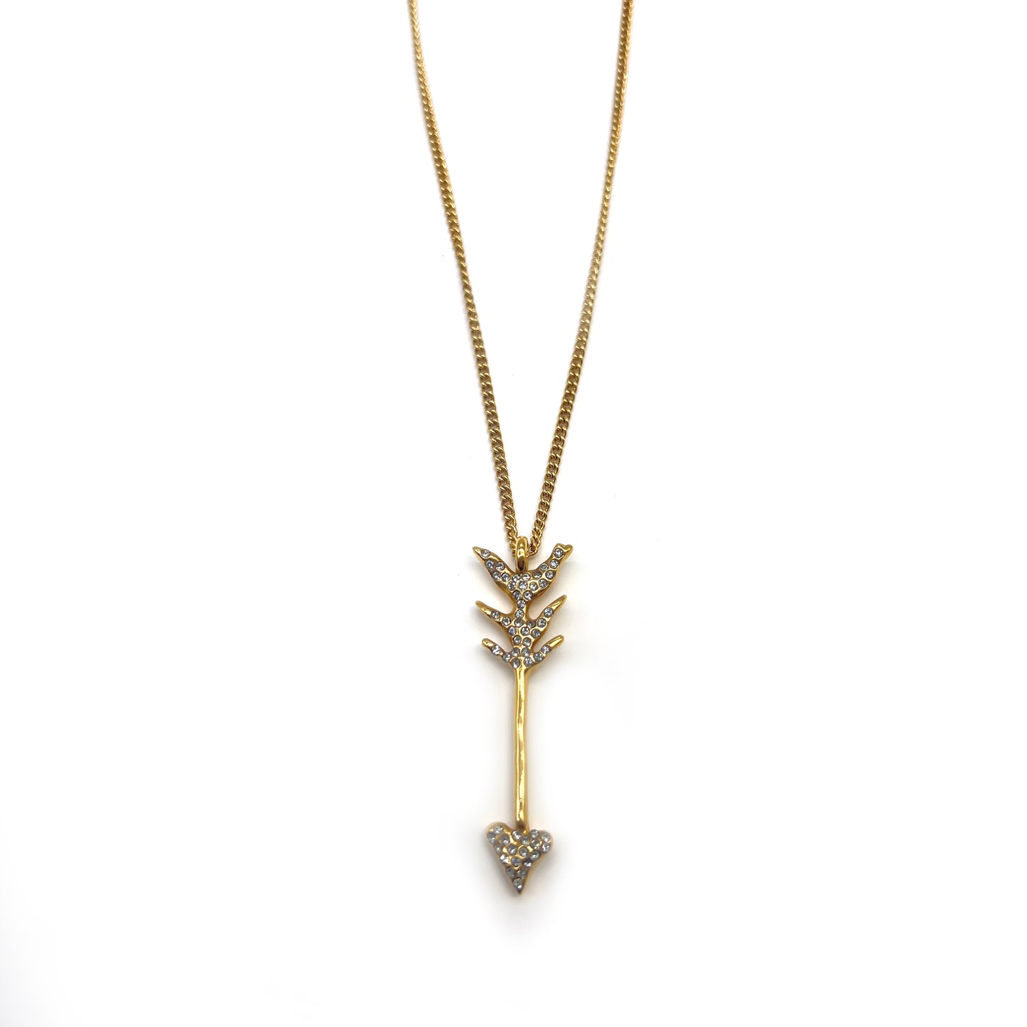 Givenchy Vintage Rhinestone Arrow Golden Necklace