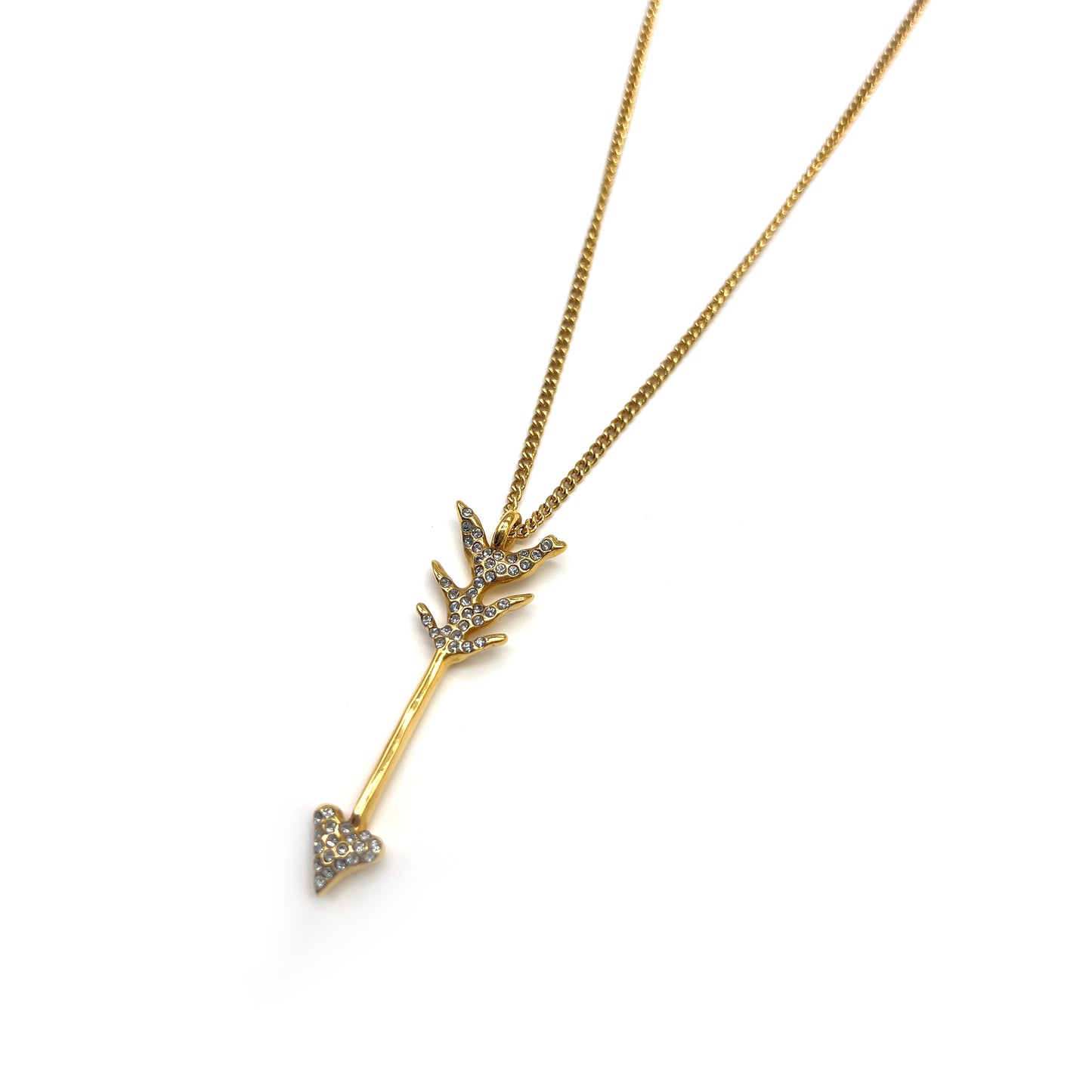 Givenchy Vintage Rhinestone Arrow Golden Necklace