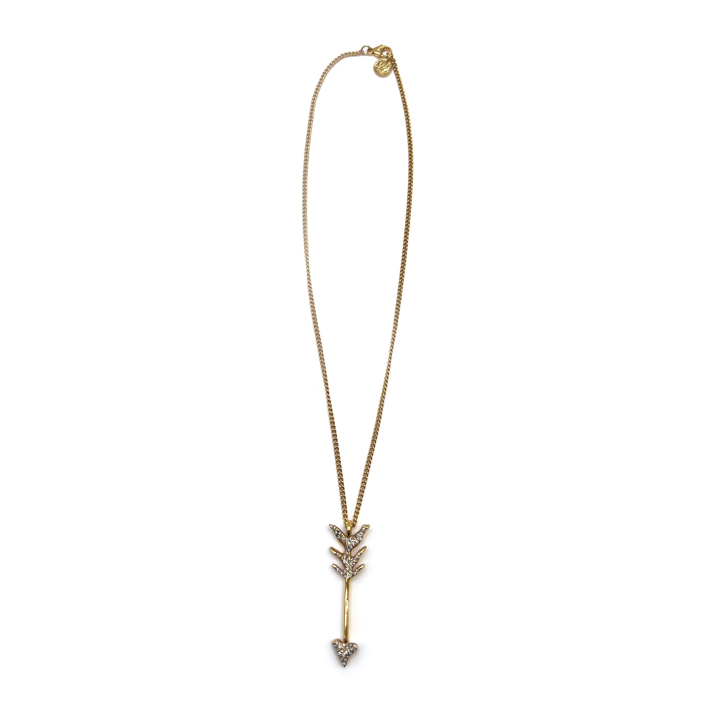 Givenchy Vintage Rhinestone Arrow Golden Necklace