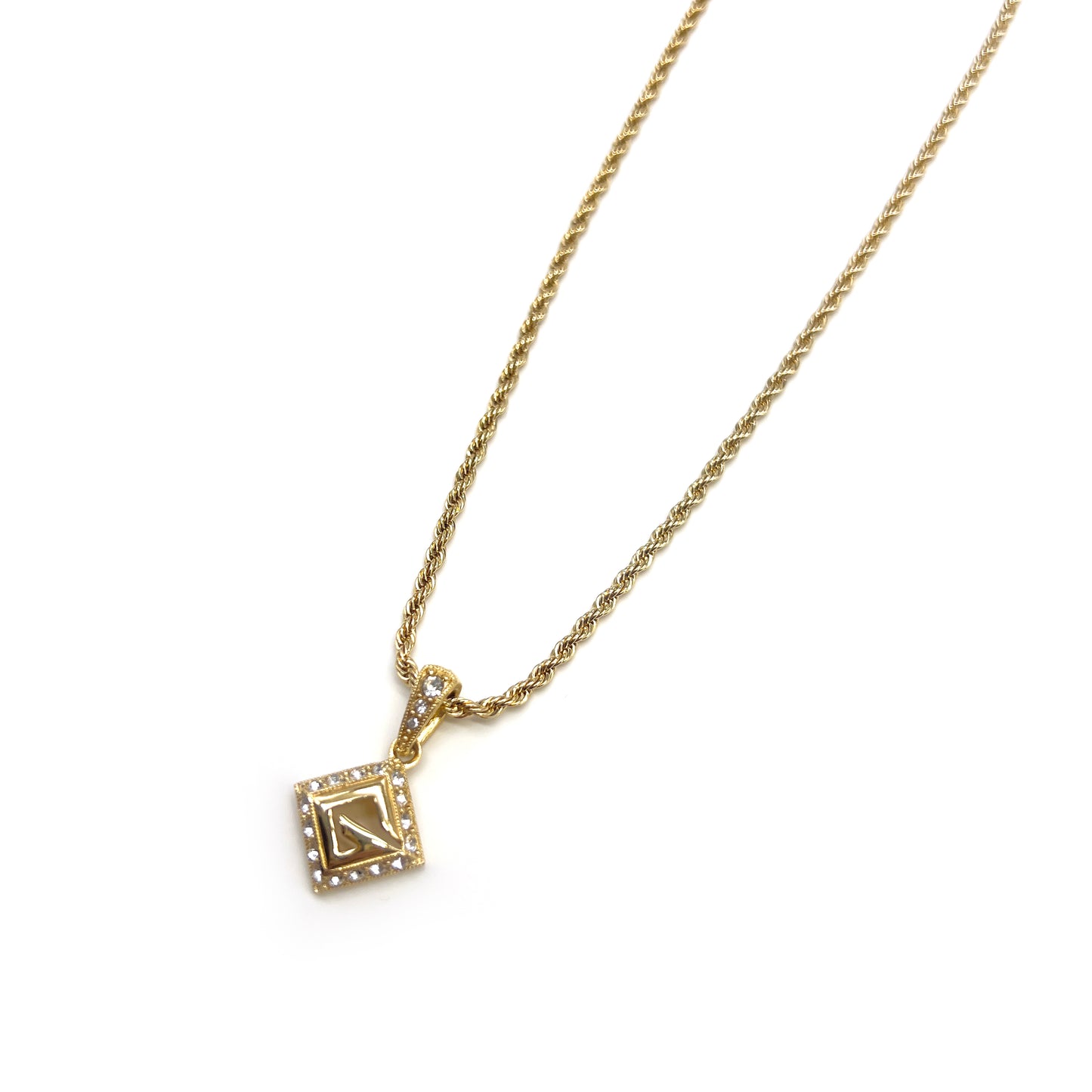 Givenchy Vintage G Logo Rhinestone Golden Square Necklace