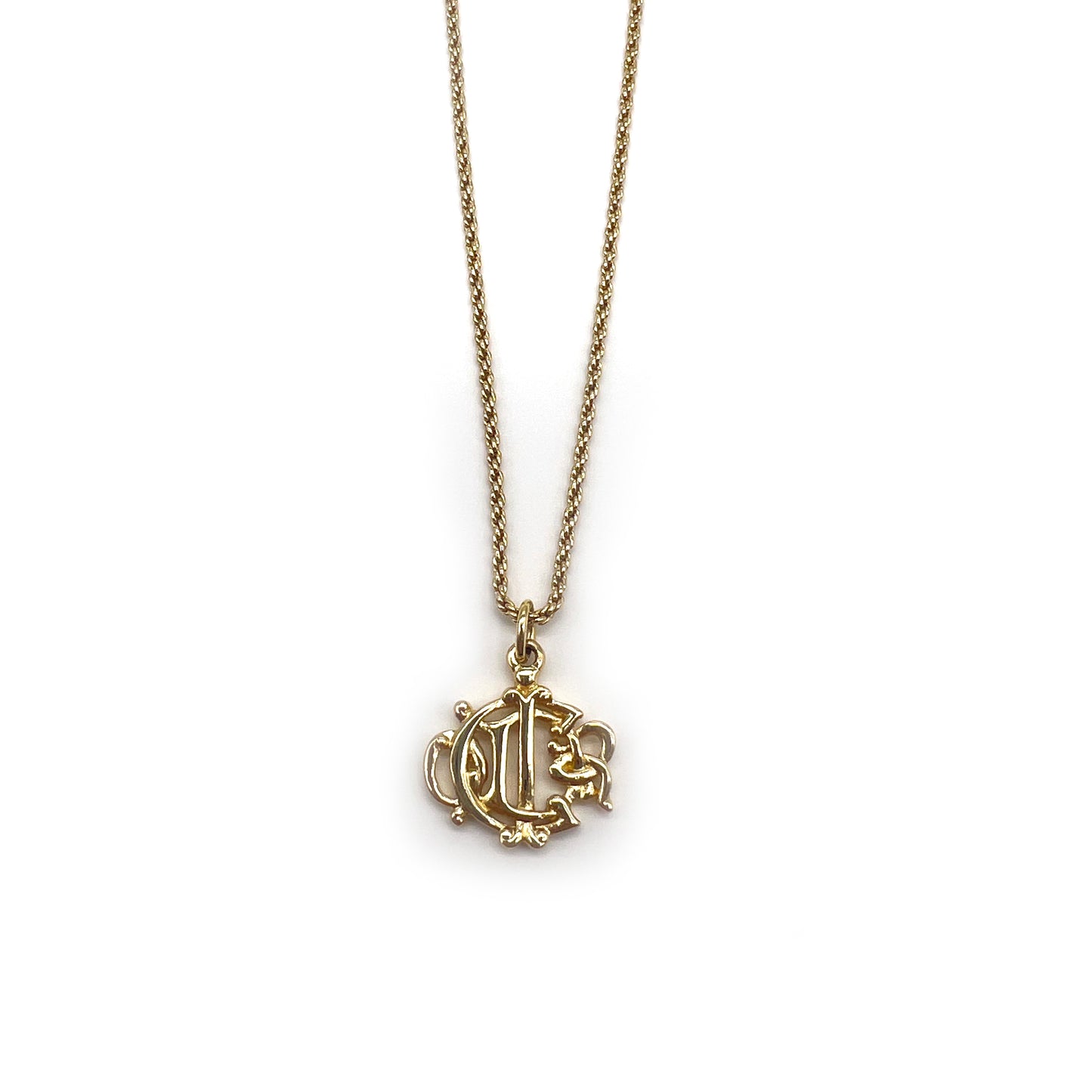 Christian Dior Vintage D Logo Golden Necklace