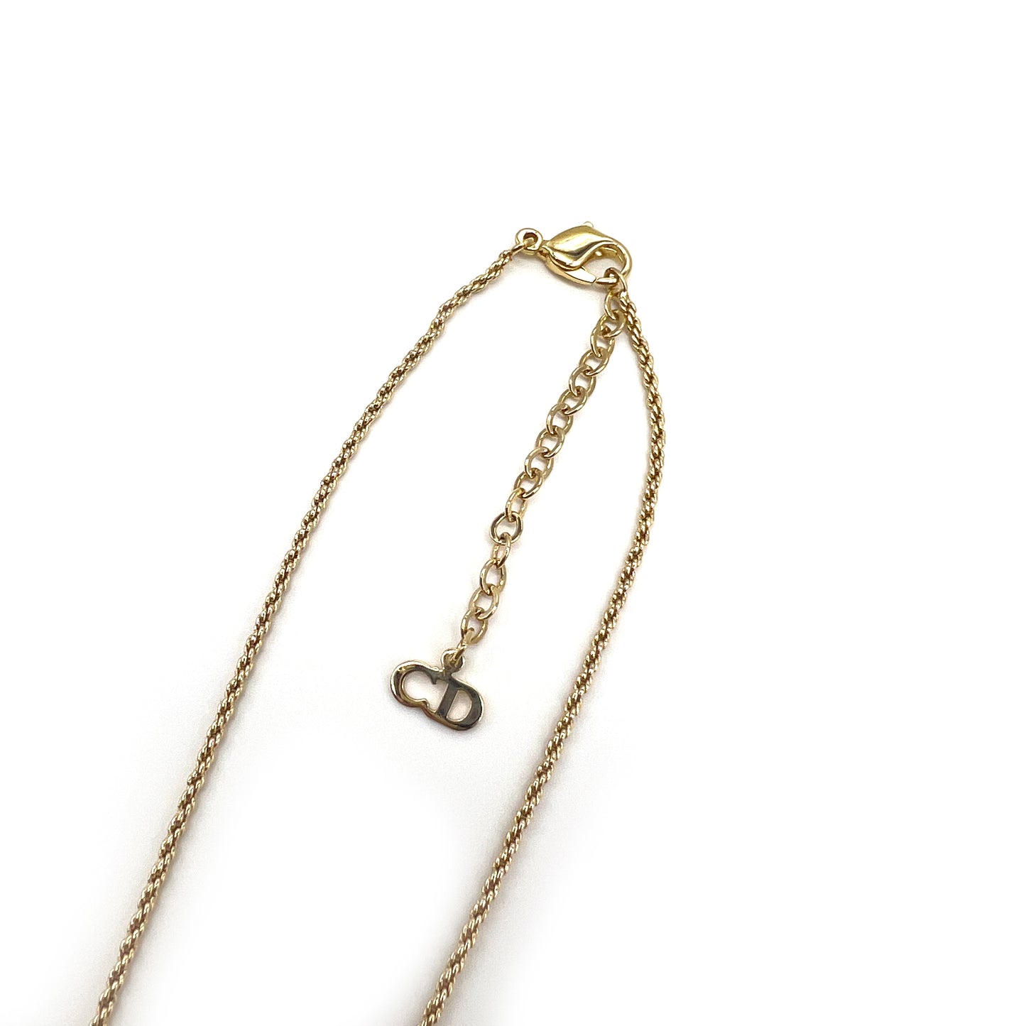 Christian Dior Vintage D Logo Golden Necklace