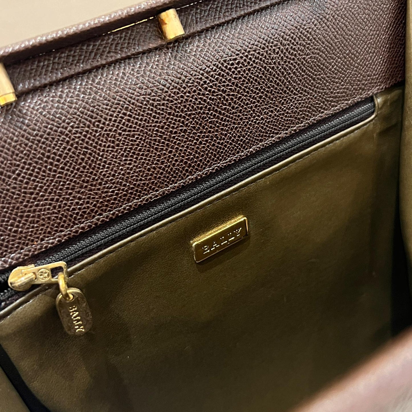 Bally Vintage Brown Leather Structured Double Shoulder Bag