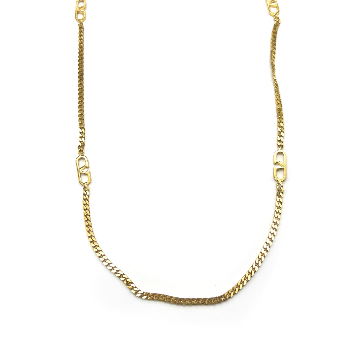 Valentino Vintage G Logo Golden Necklace