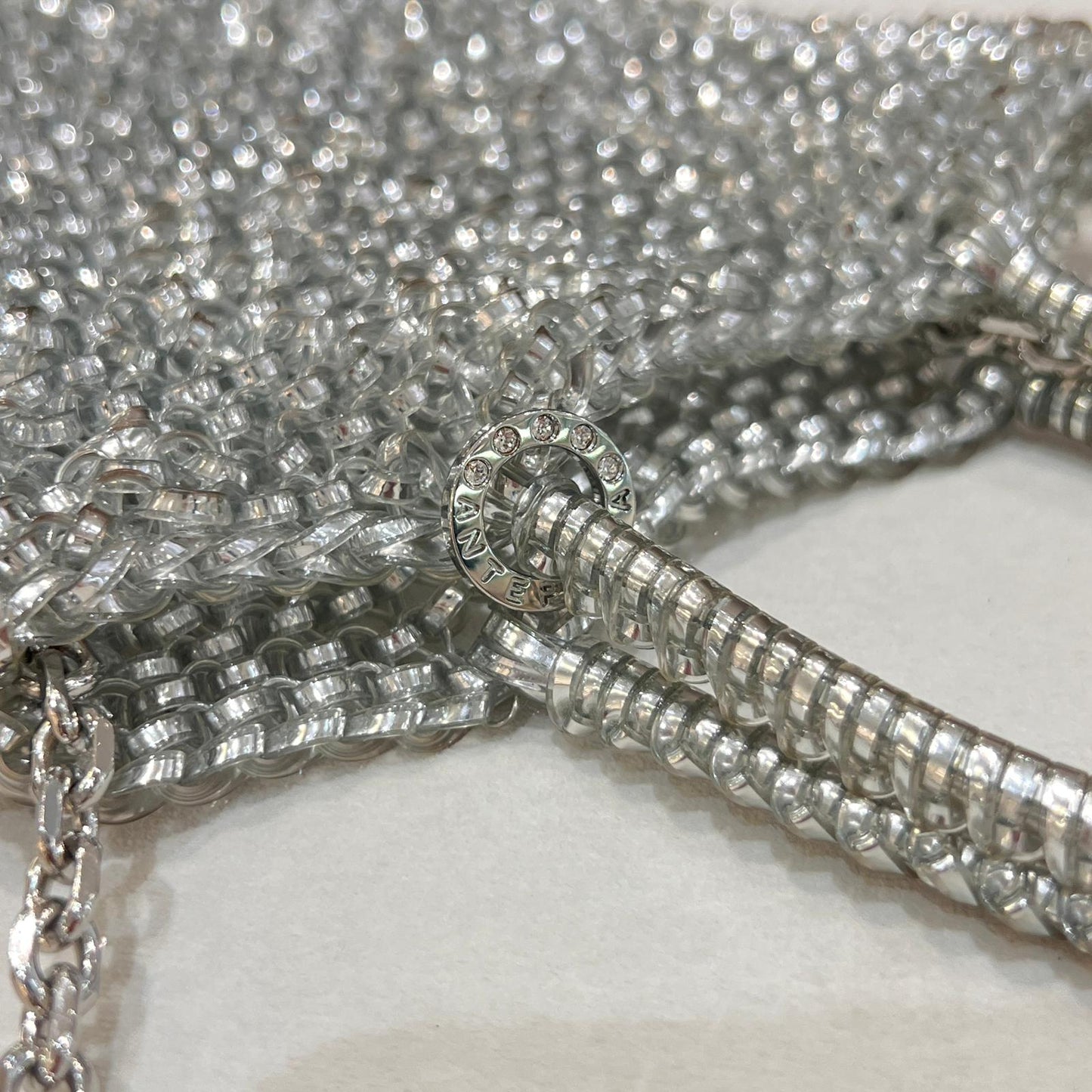 Anteprima Vintage Gold Wirebag Crystal Ribbon Handbag