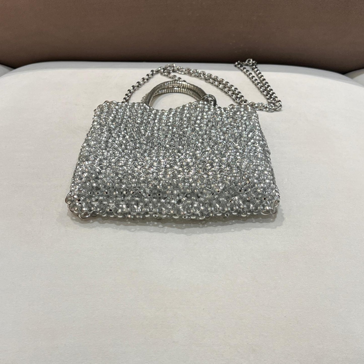 Anteprima Vintage Gold Wirebag Crystal Ribbon Handbag