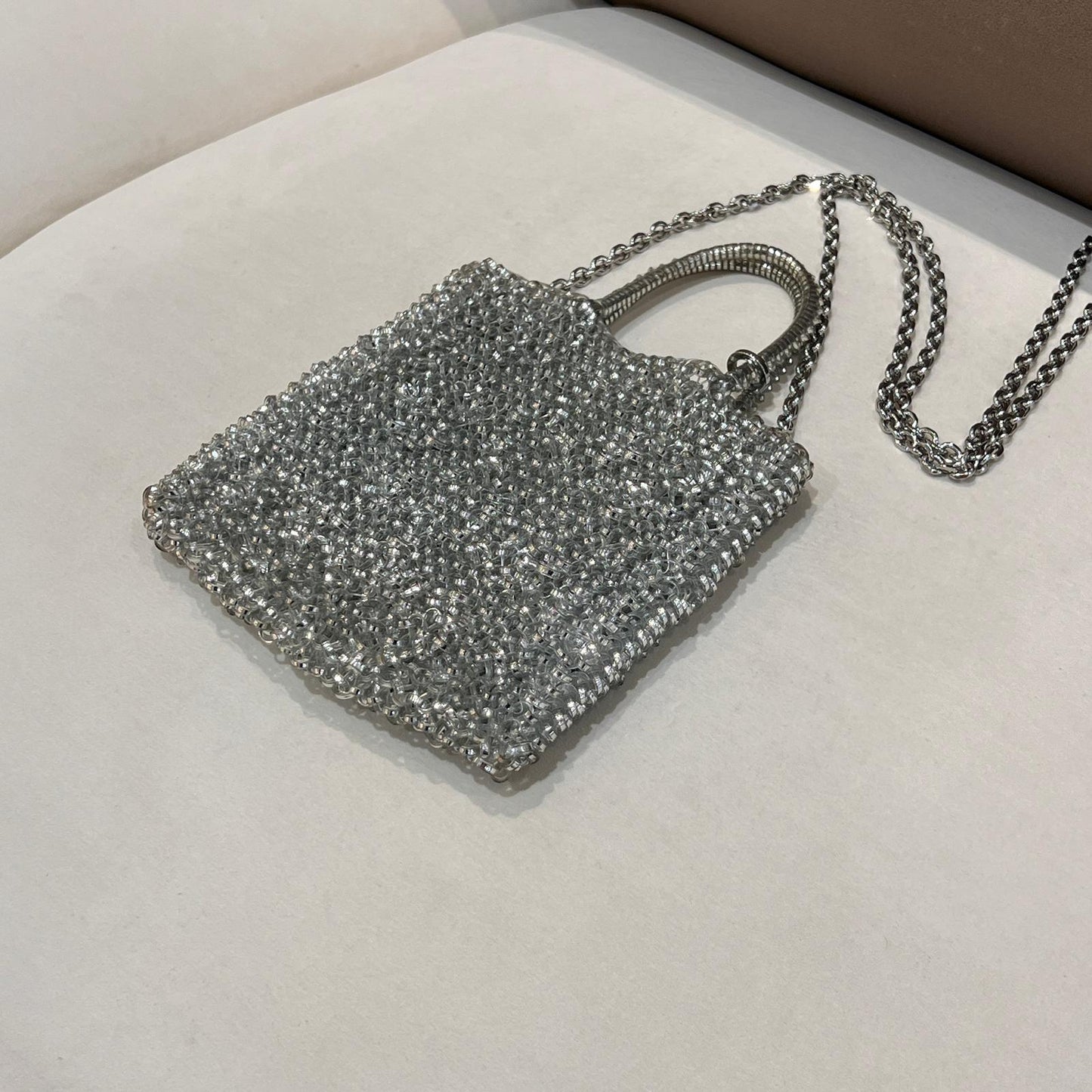 Anteprima Vintage Gold Wirebag Crystal Ribbon Handbag