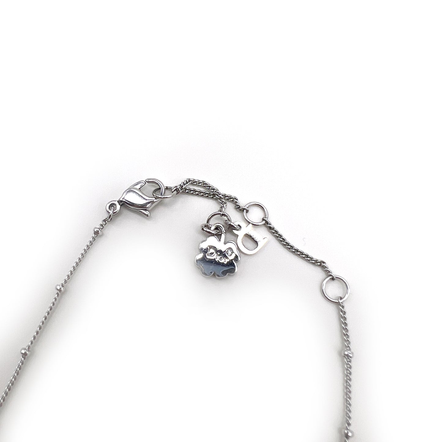 Christian Dior Vintage D Logo with Silver Hearts Necklace