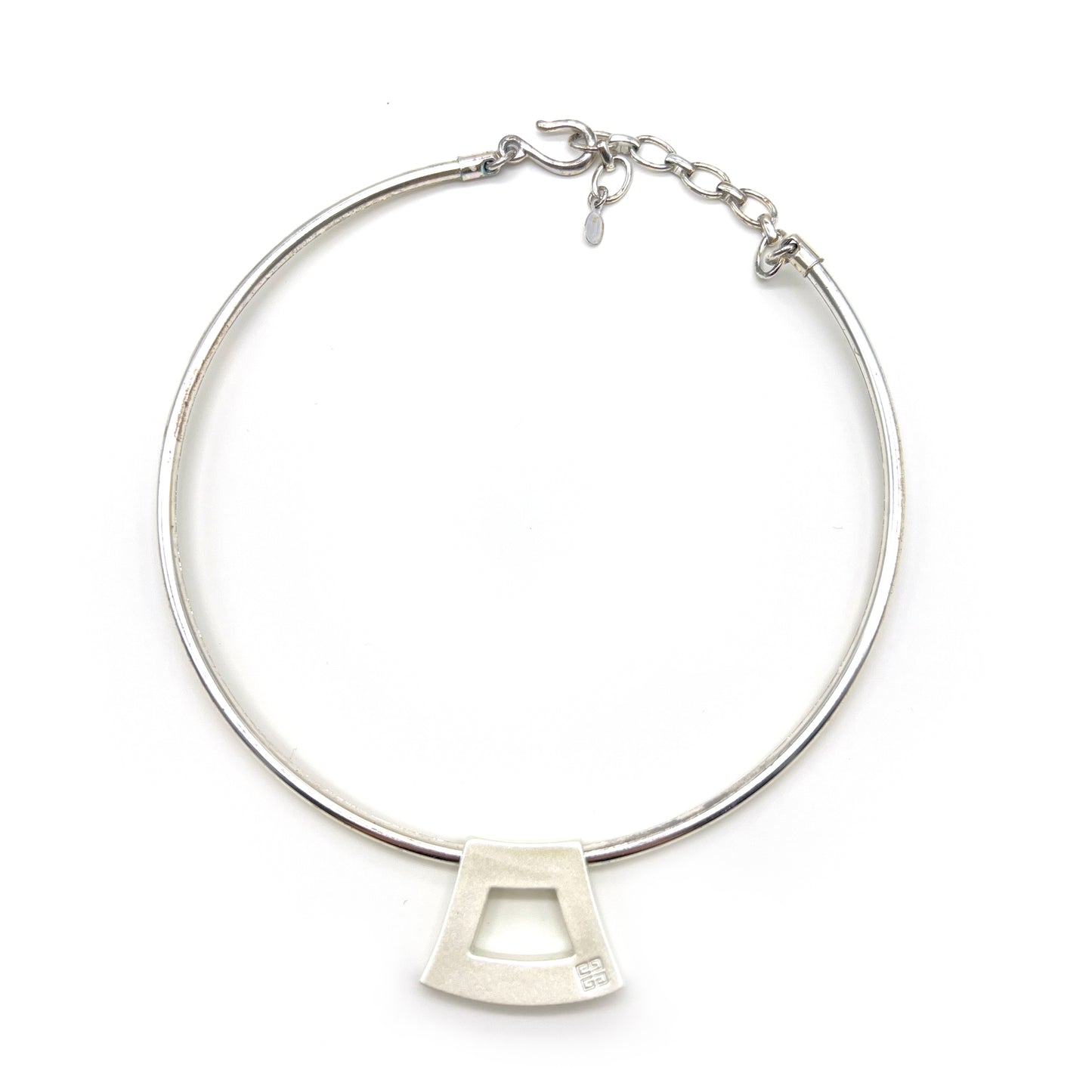 Givenchy Vintage White Givenchy Logo In Silver Necklace