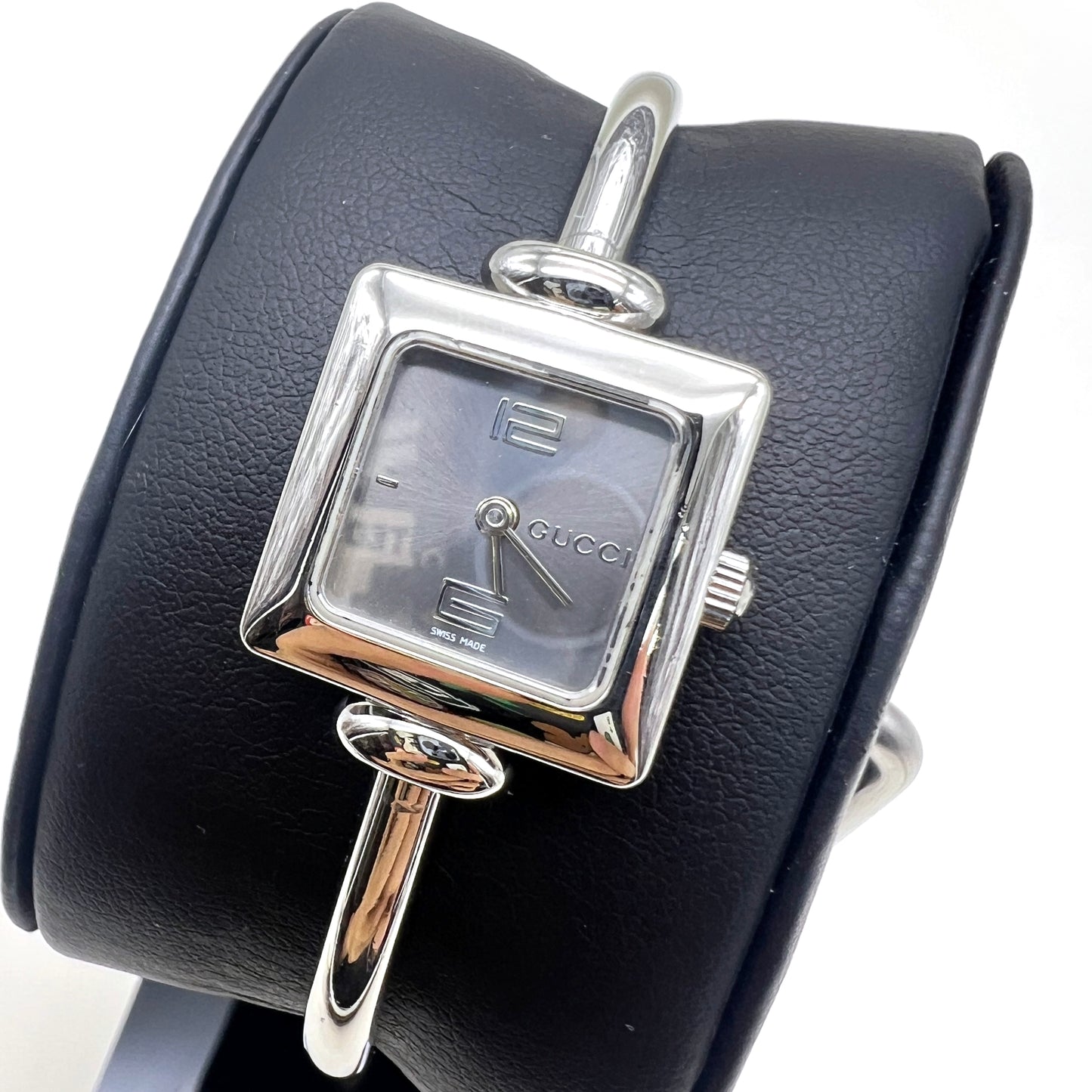 Gucci Vintage Silver Dial with Square Face 1900L Stainless Steel Bangle Watch