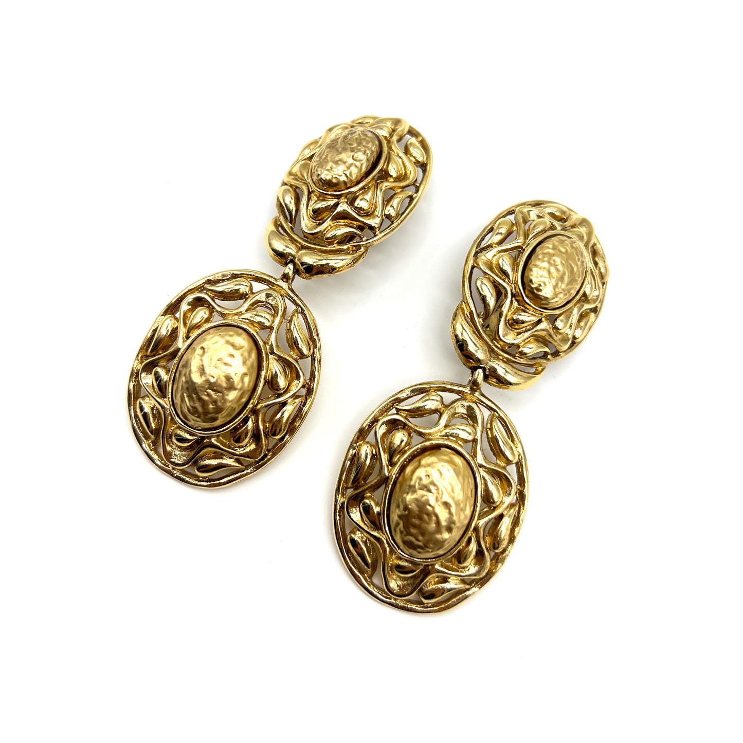 Yves Saint Laurent Vintage Double Oval Golden Clip-On-Earrings