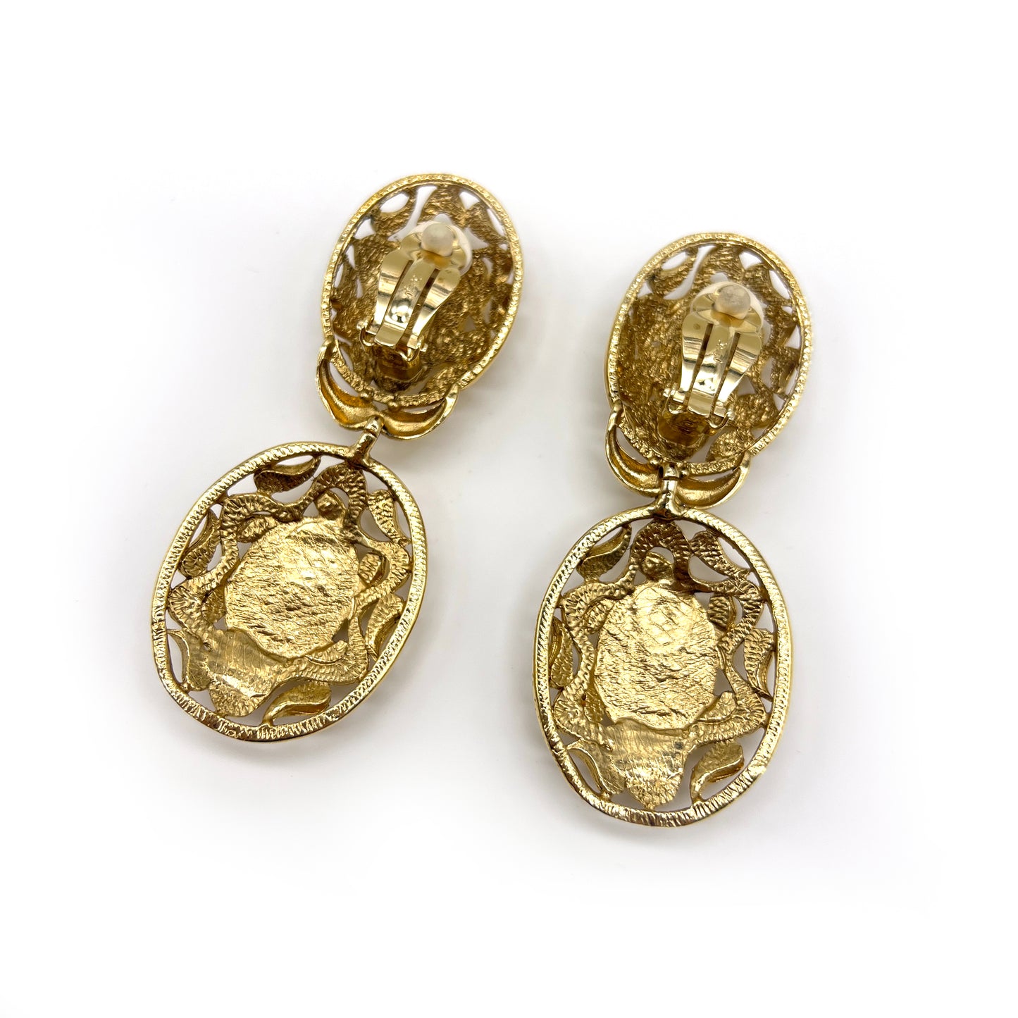 Yves Saint Laurent Vintage Double Oval Golden Clip-On-Earrings