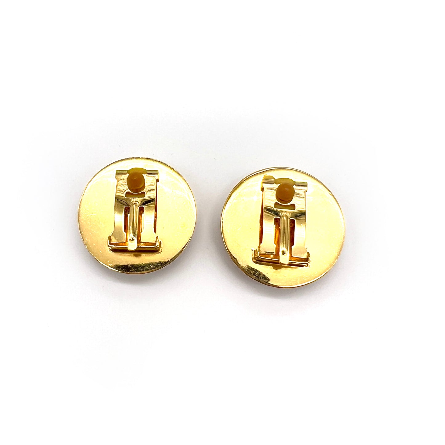 Hermes Vintage Blue Circle Golden Clip-On Earrings