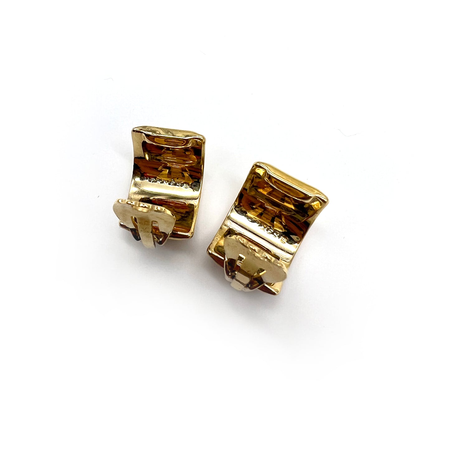 Hermes Vintage Red Enamelled Golden Clip-On Earrings