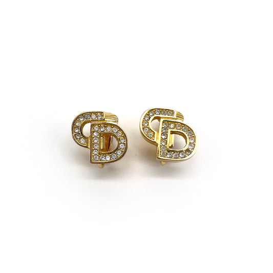 Christian Dior Vintage CD Logo Golden Clip-On Earring