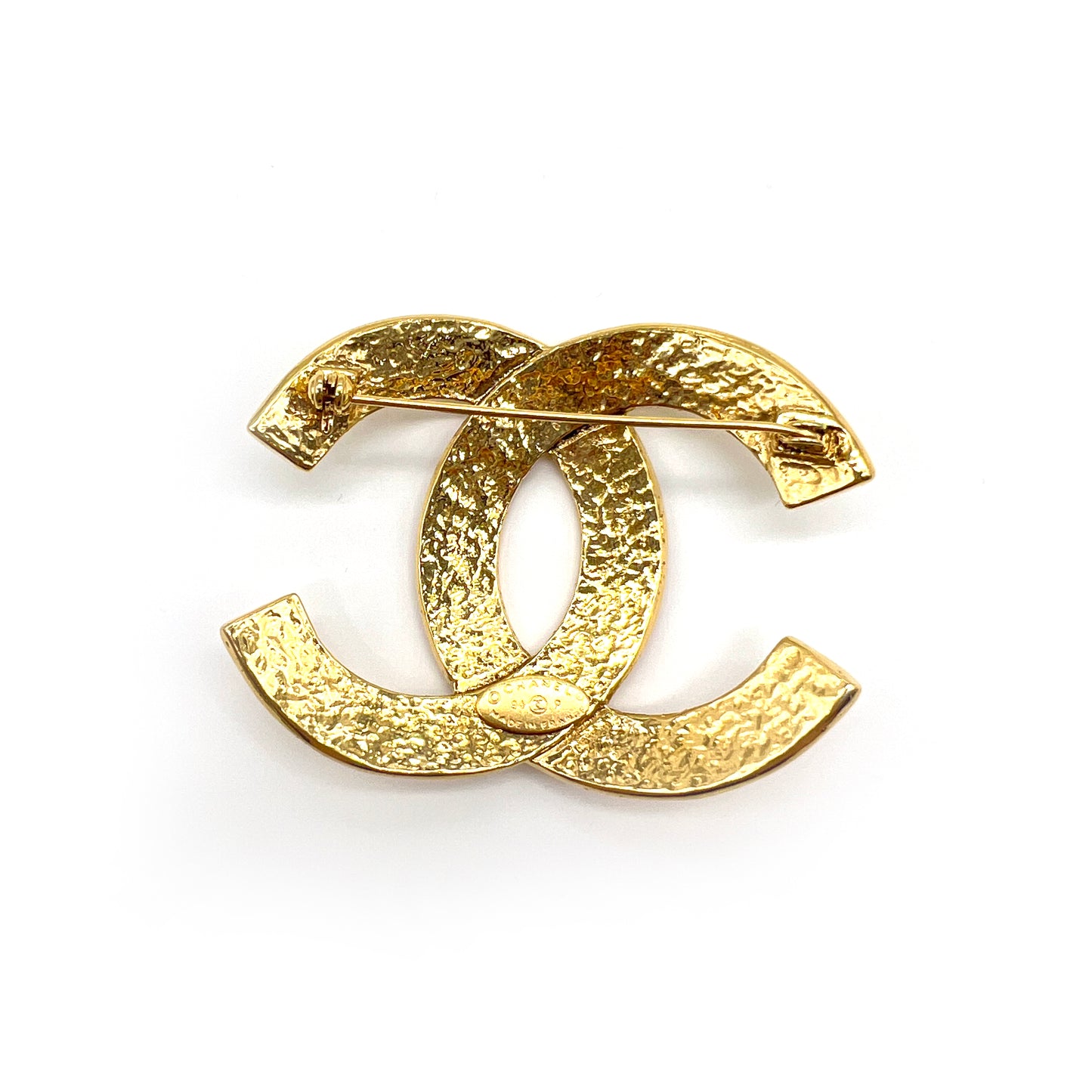 Chanel Vintage Large CC Logo Golden Brooch