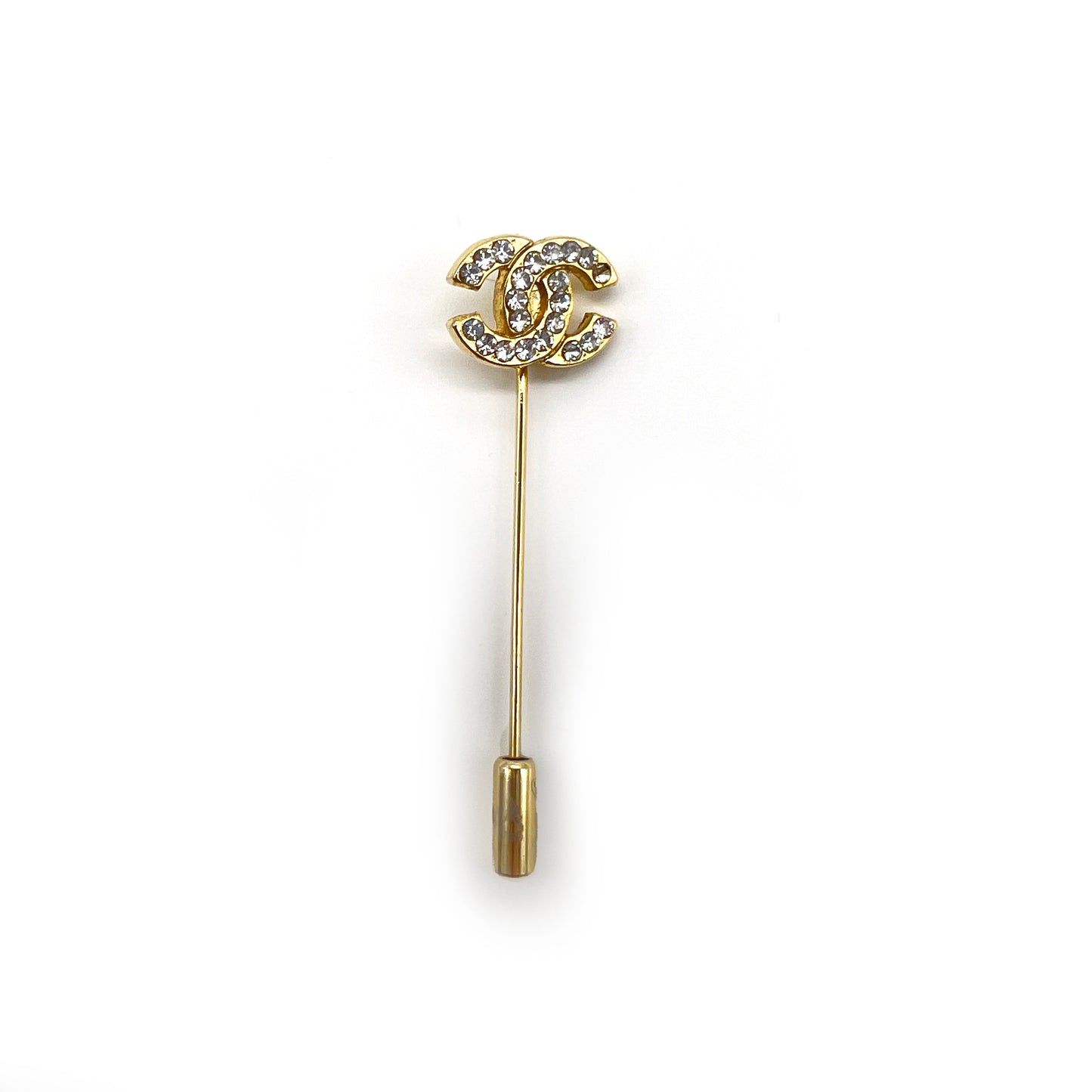 Chanel Vintage Rhinestone CC Logo with Golden Brooch