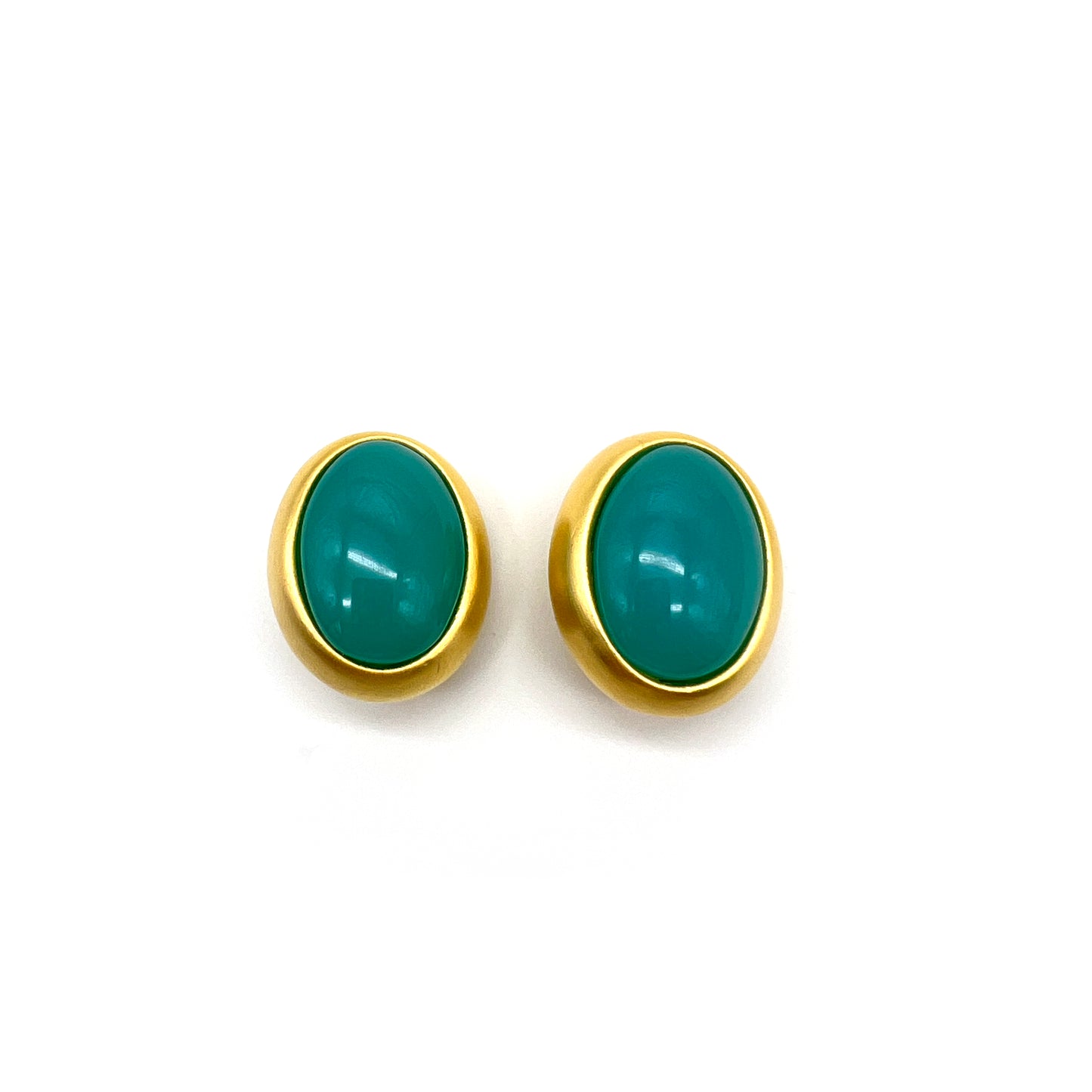 Givenchy Vintage Emerald Green with Golden Oval Shape Clip-On Earrings