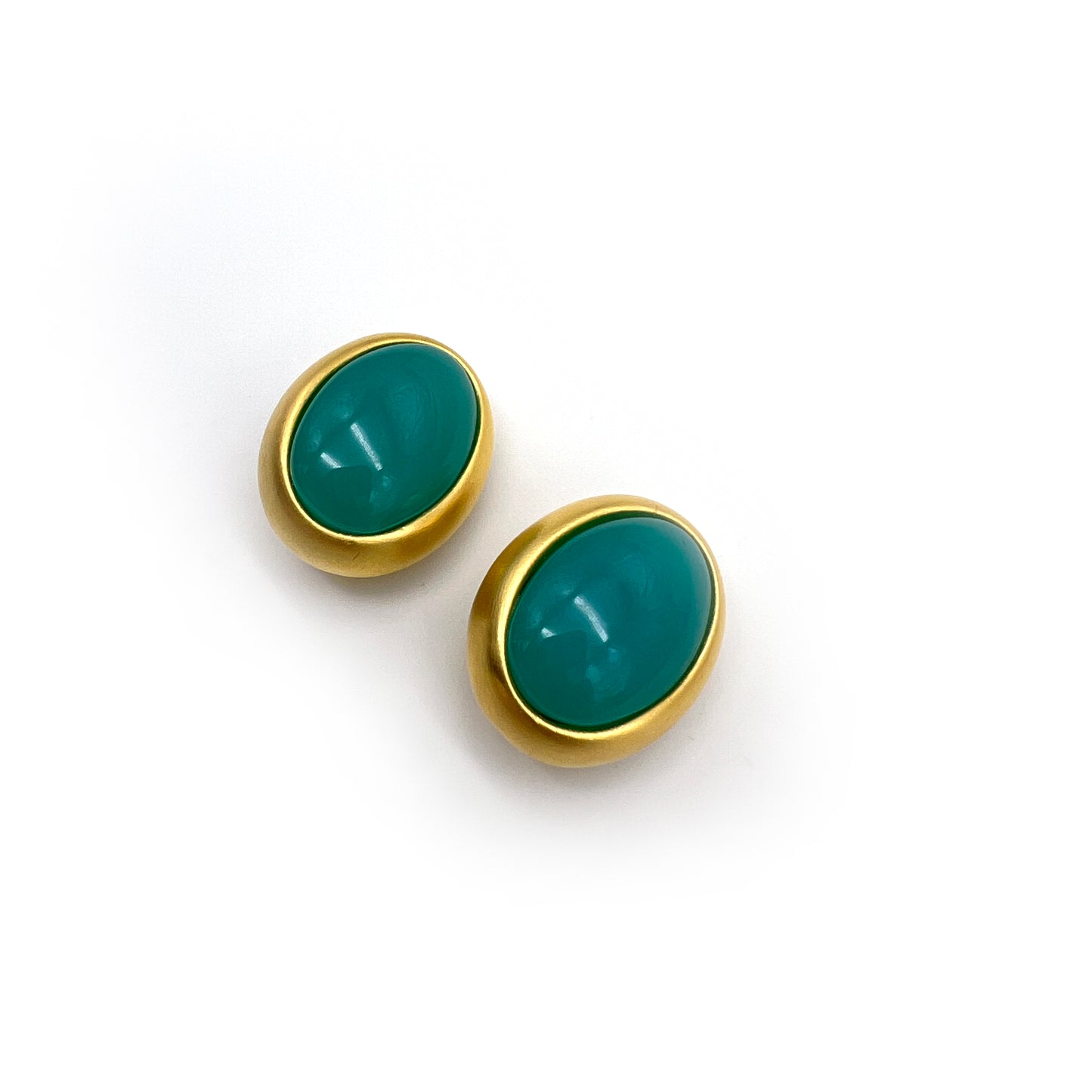 Givenchy Vintage Emerald Green with Golden Oval Shape Clip-On Earrings