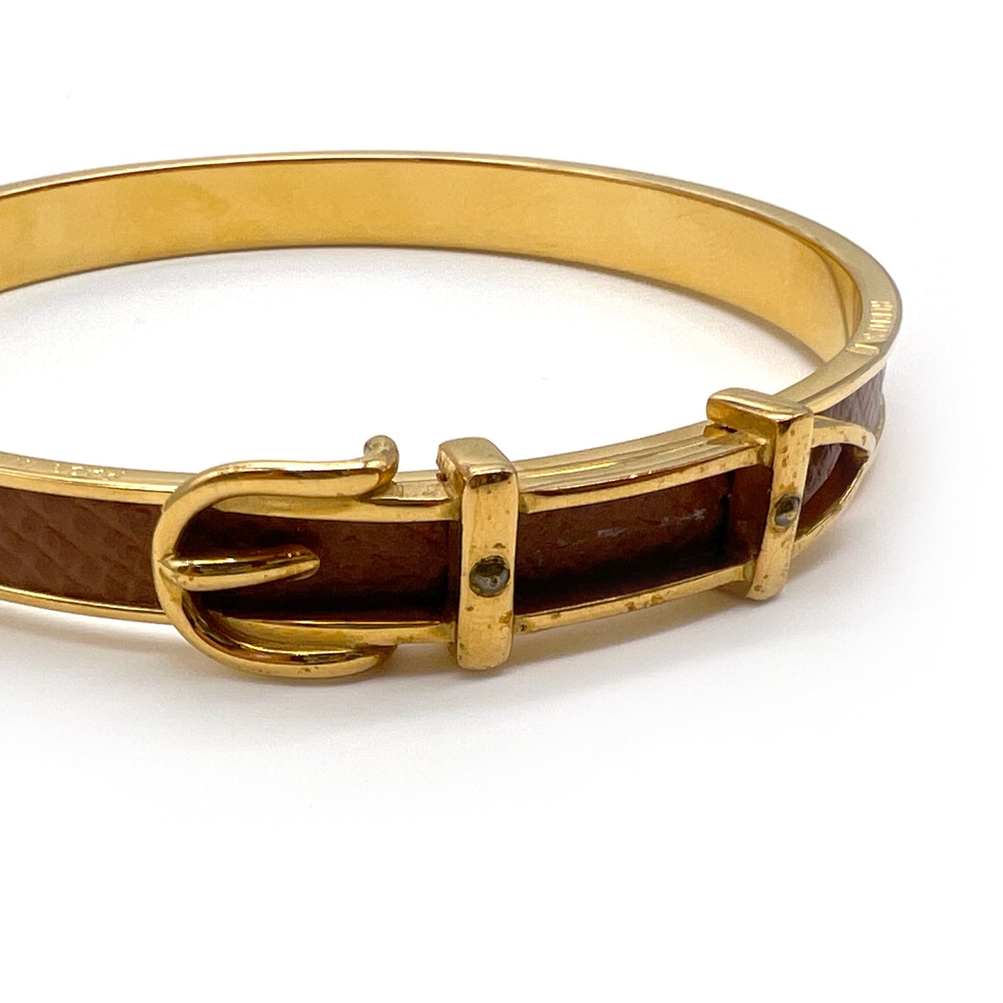 Hermes Vintage Belt Motif Leather Golden Bangle