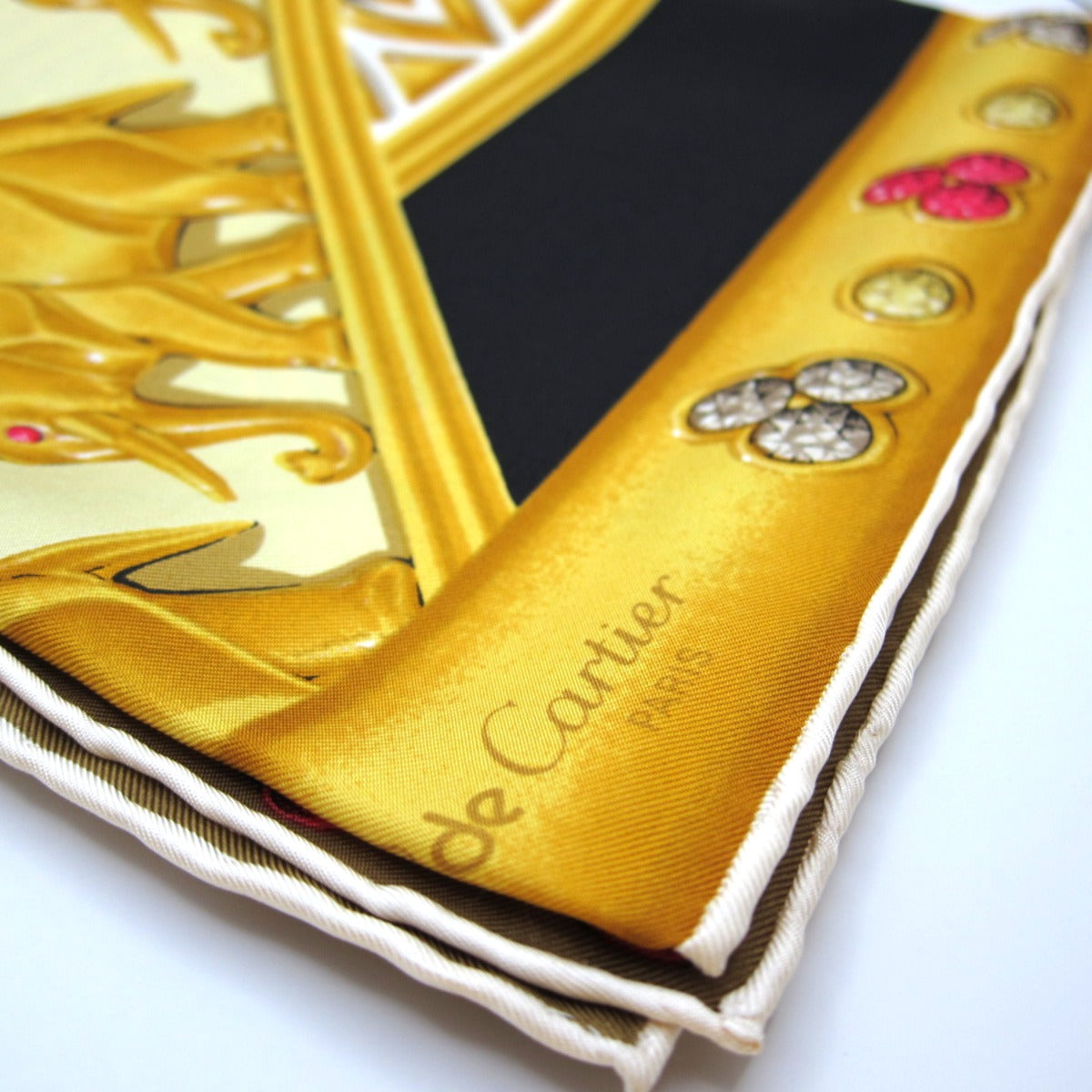 卡地亞 (Cartier) Vintage Must De Cartier 大象​​珠寶圖案真絲圍巾
