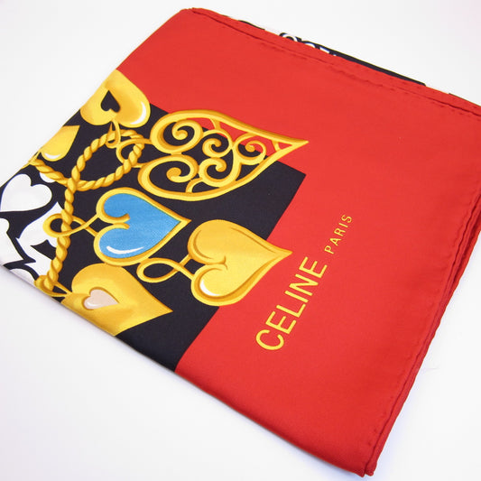 Celine Vintage Heart Motif Silk Scarf