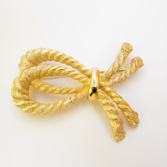 Christian Dior Vintage Rope Motif Golden Brooch