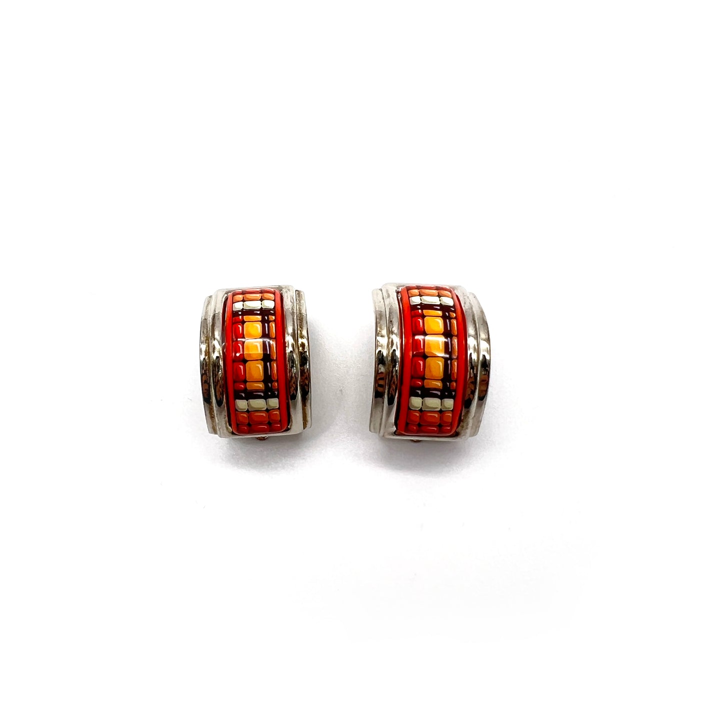 Hermes Vintage Multi-Color Jelly Bean Enamel Clip-On Earrings