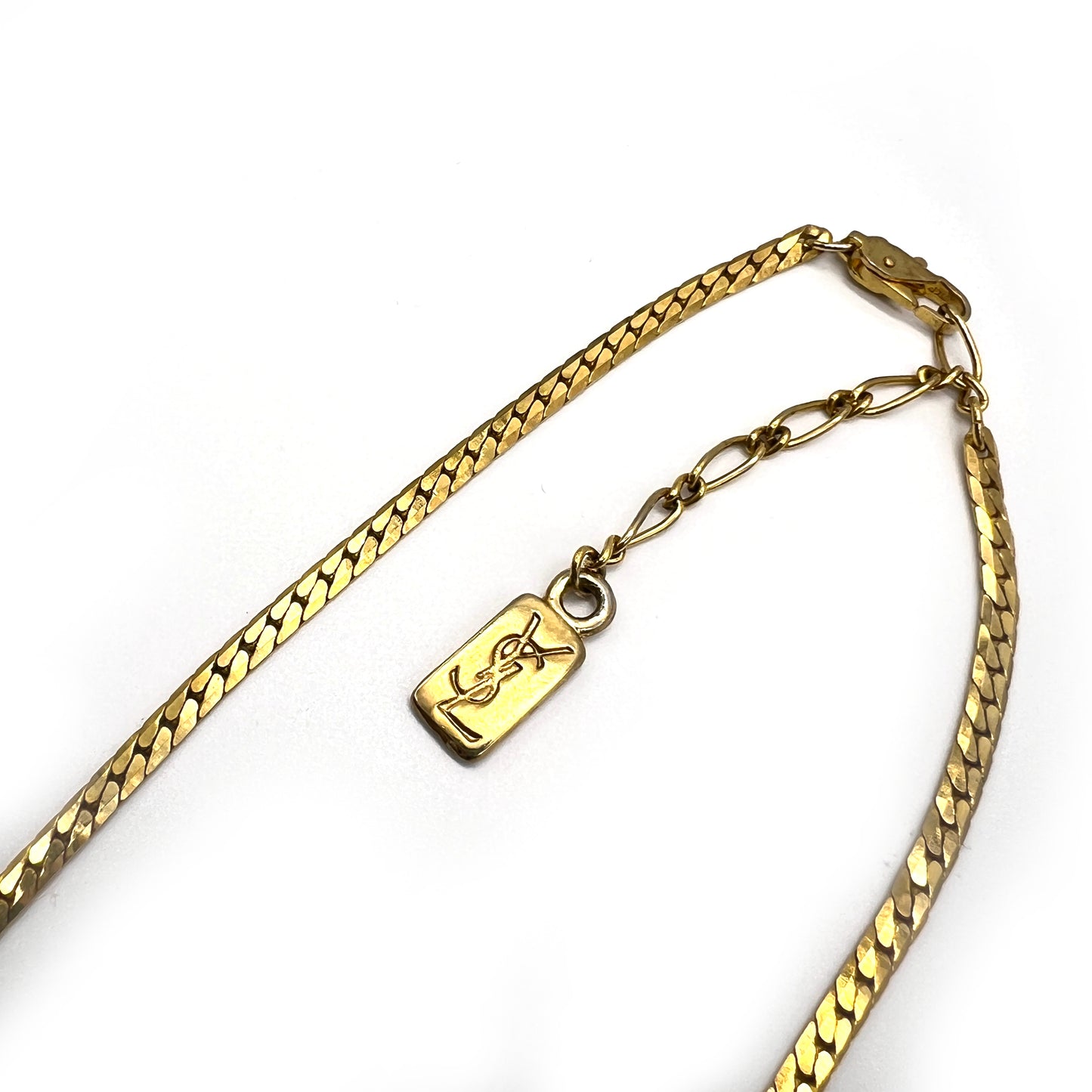 Yves Saint Laurent Vintage Ysl Logo With Golden Diamond Shape Necklace