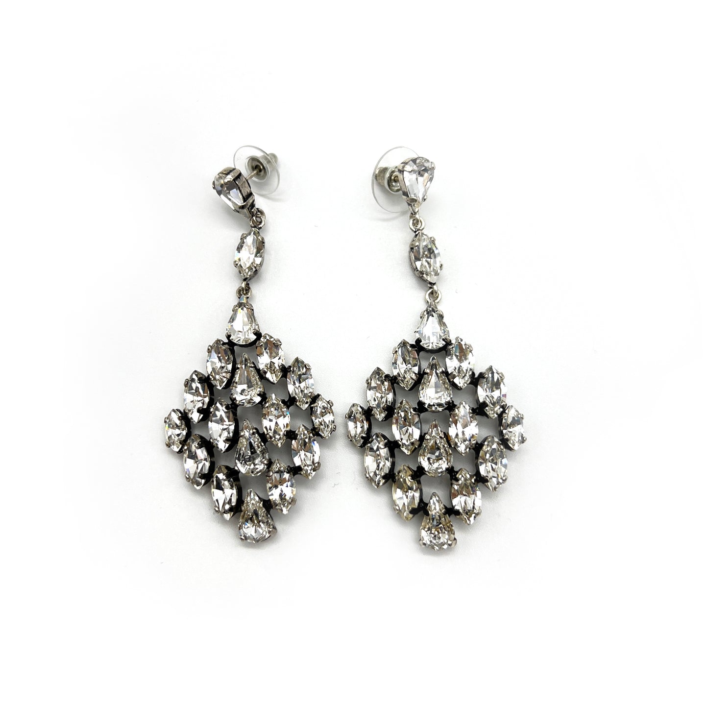 Yves Saint Laurent Vintage Rhinestone Large Silver Earrings