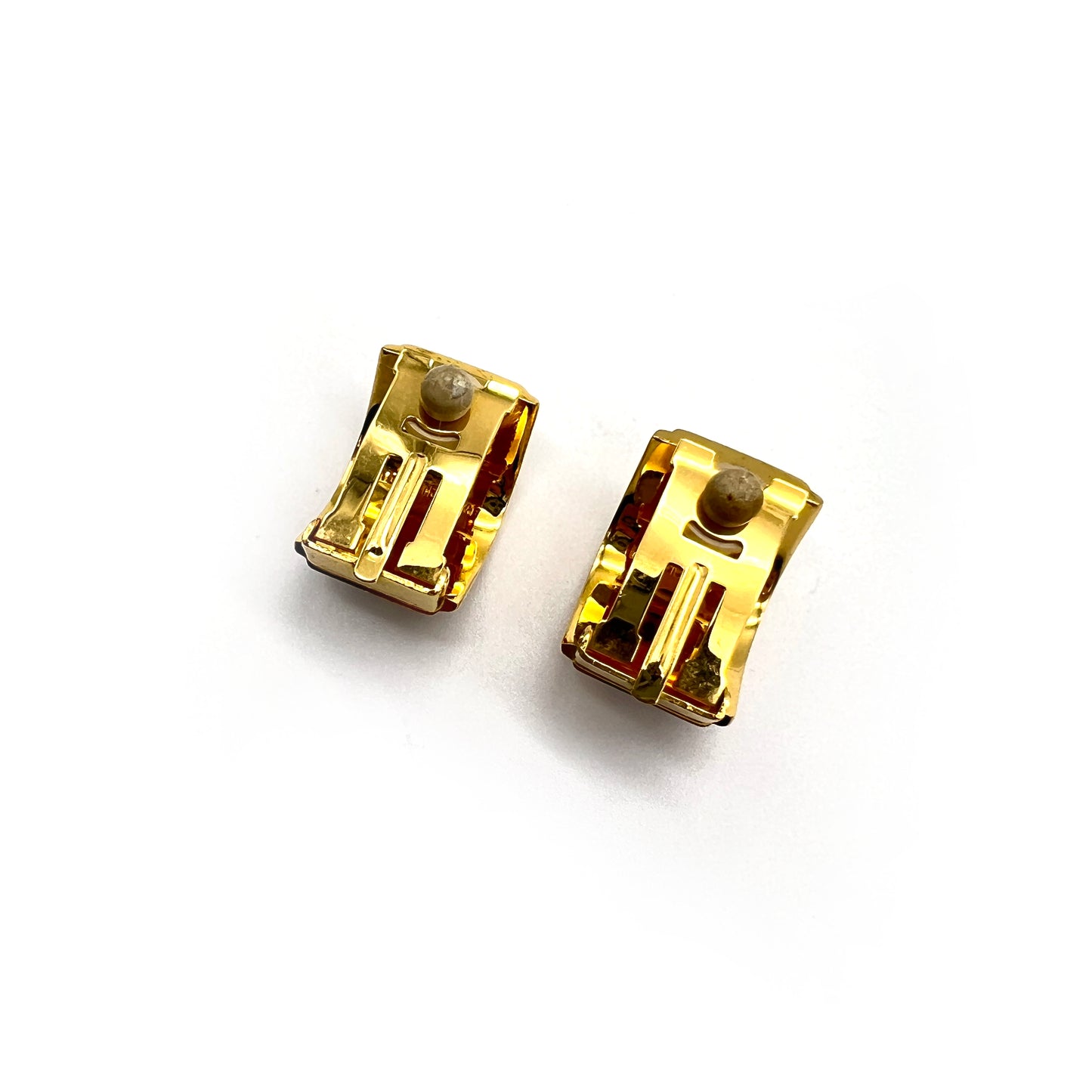 Hermes Vintage Golden Enamel Clip-On Earrings