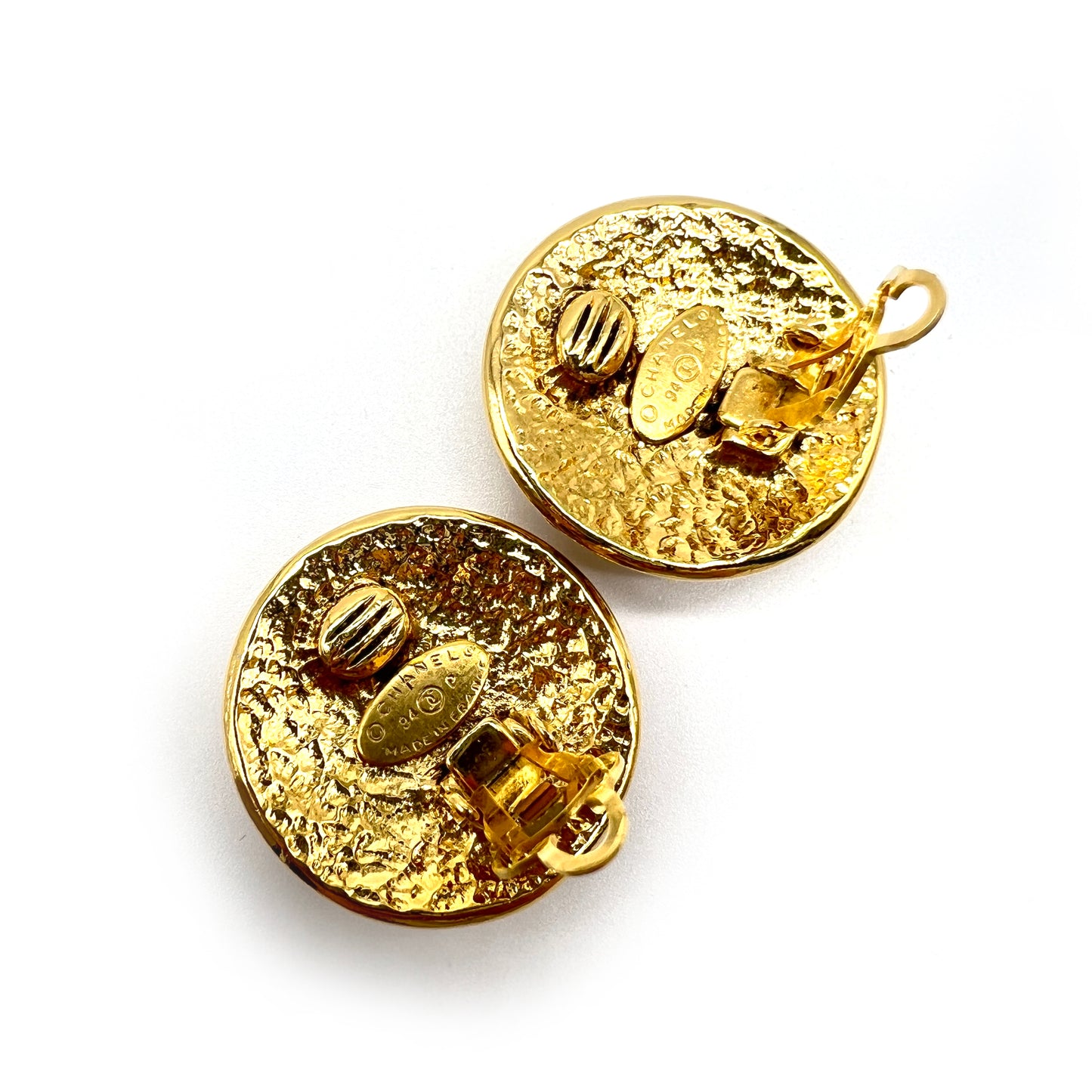 Chanel Vintage CC Logo Golden Clip-On Earrings