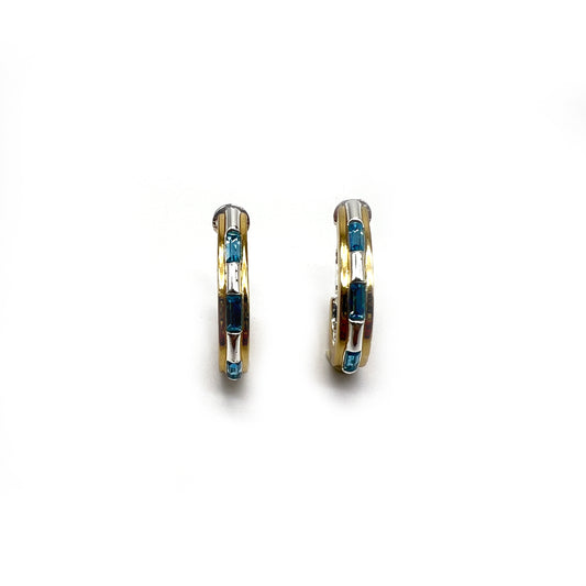 Givenchy Vintage Blue Stone Half Circle Clip-On Earrings