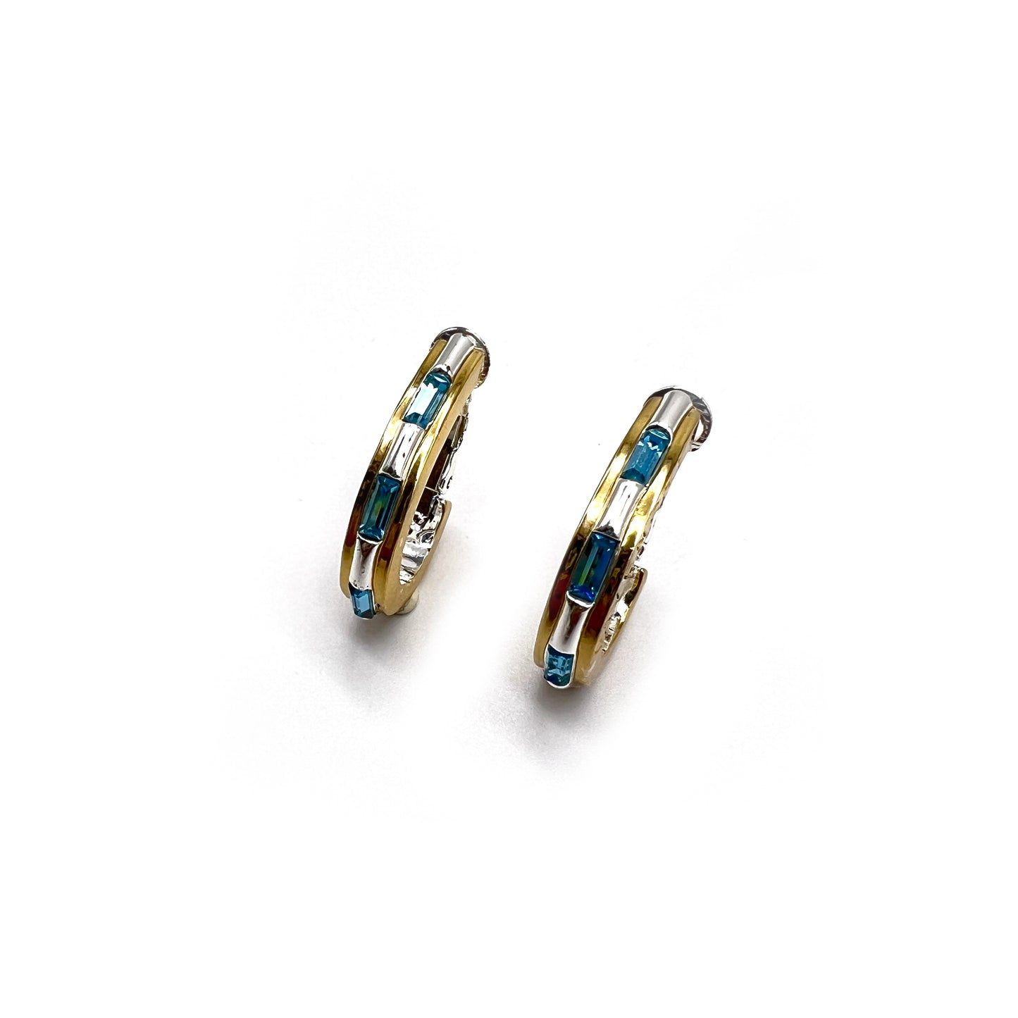 Givenchy Vintage Blue Stone Half Circle Clip-On Earrings