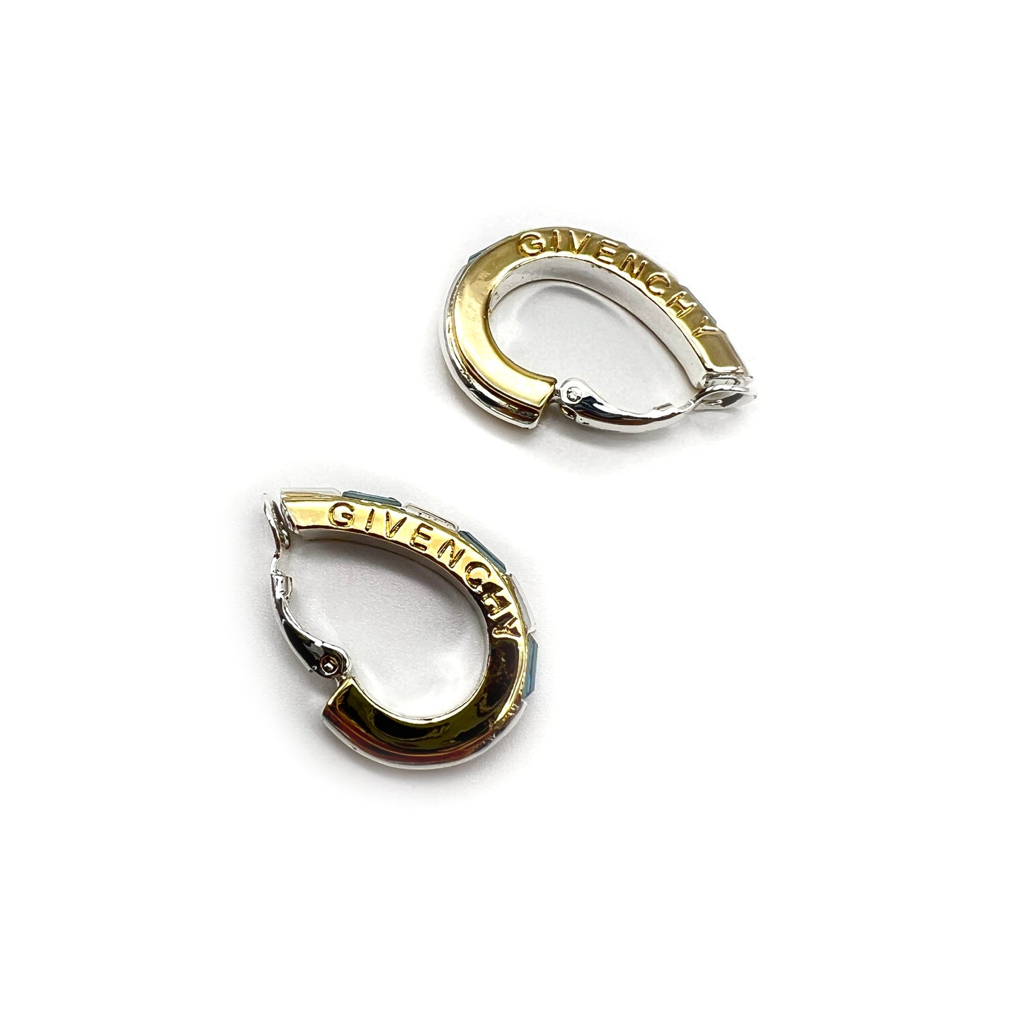 Givenchy Vintage Blue Stone Half Circle Clip-On Earrings