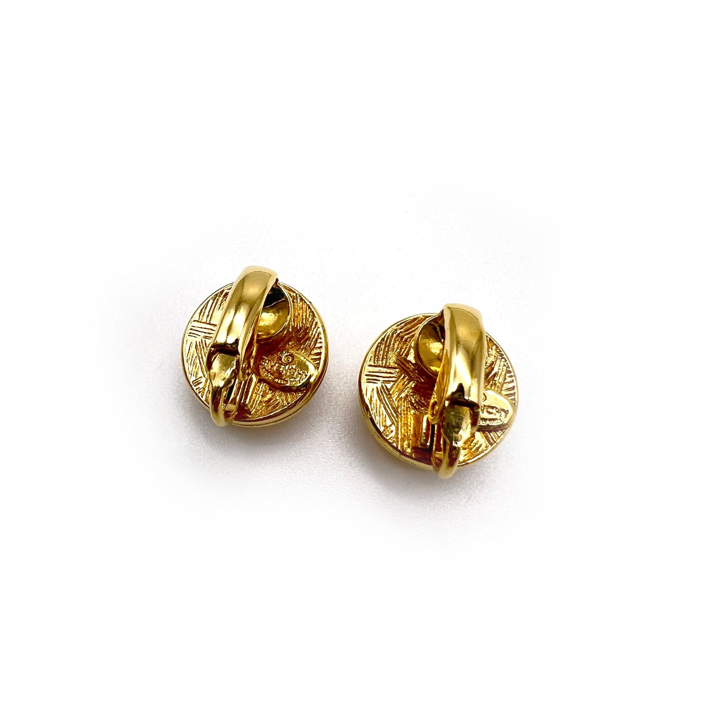 Givenchy Vintage Golden Circle With Pearl Clip-On Earrings