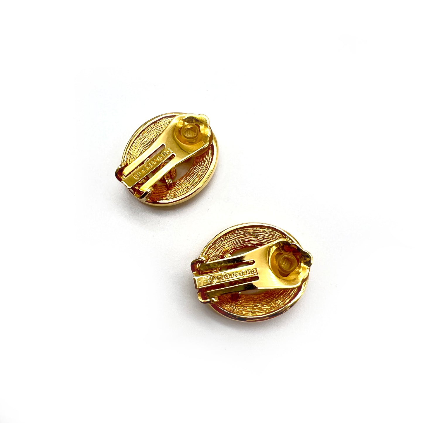 Burberry Vintage B Logo Oval Golden Clip-On Earrings