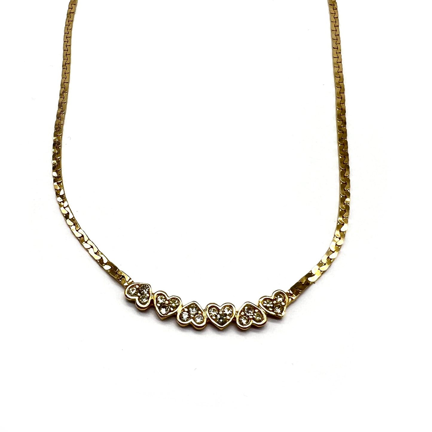 Givenchy Vintage Heart Motif With Rhinestone Golden Necklace